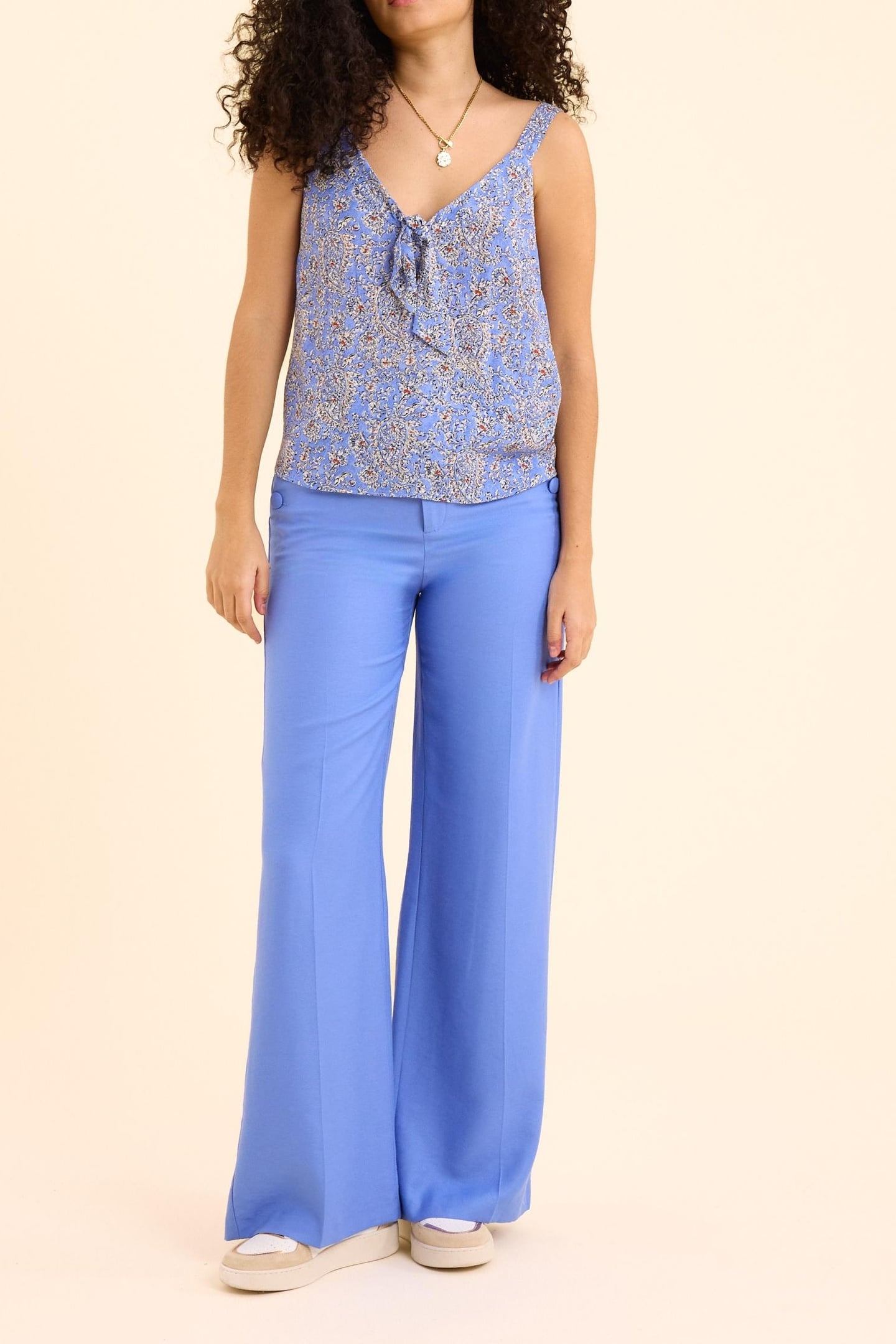 BLUE TOP WITH BOW AND FLORAL PAISLEY PRINT BLUE CERULEUM 3