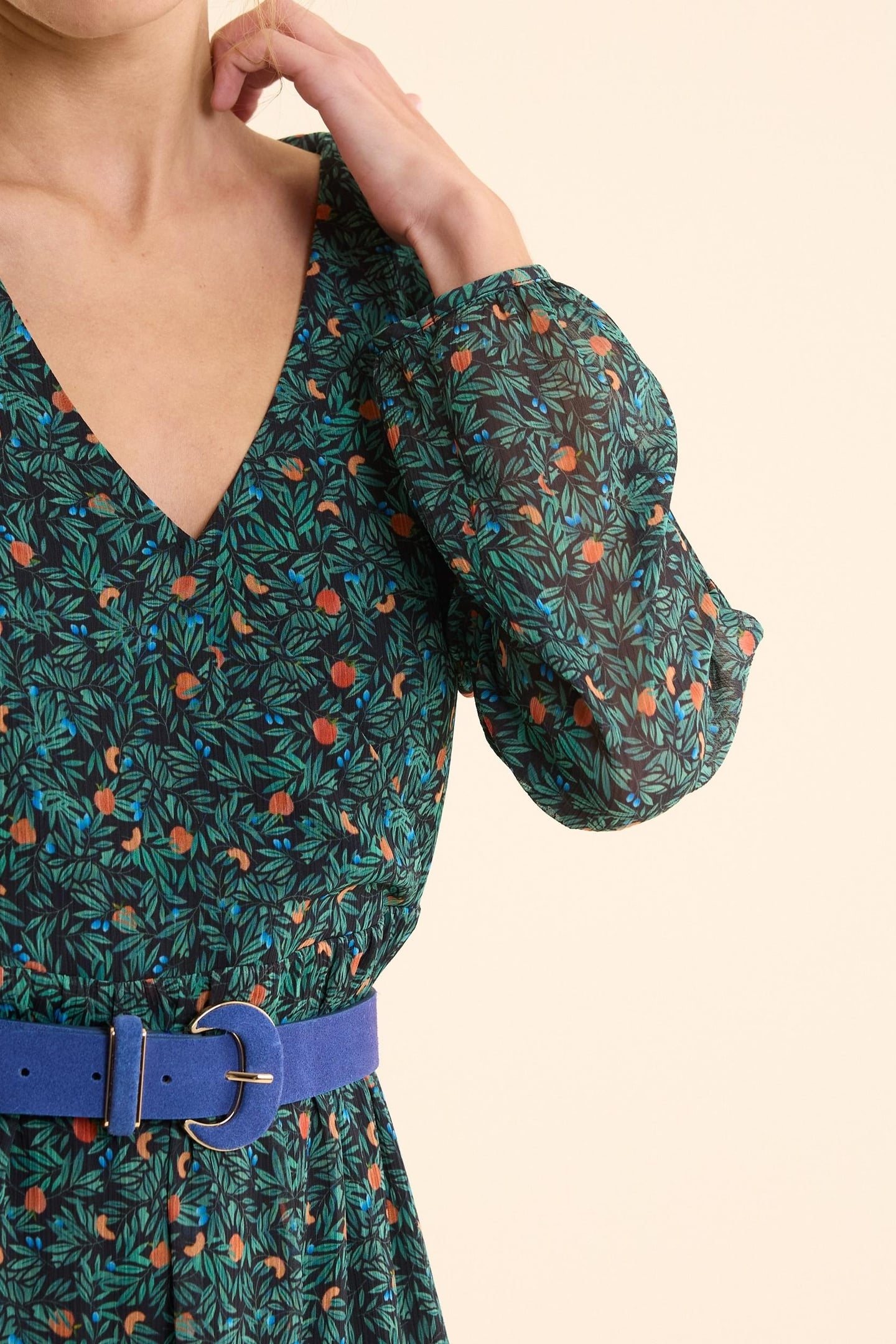 GREEN DRESS WITH SUMMER FRUIT PRINT GREEN 6