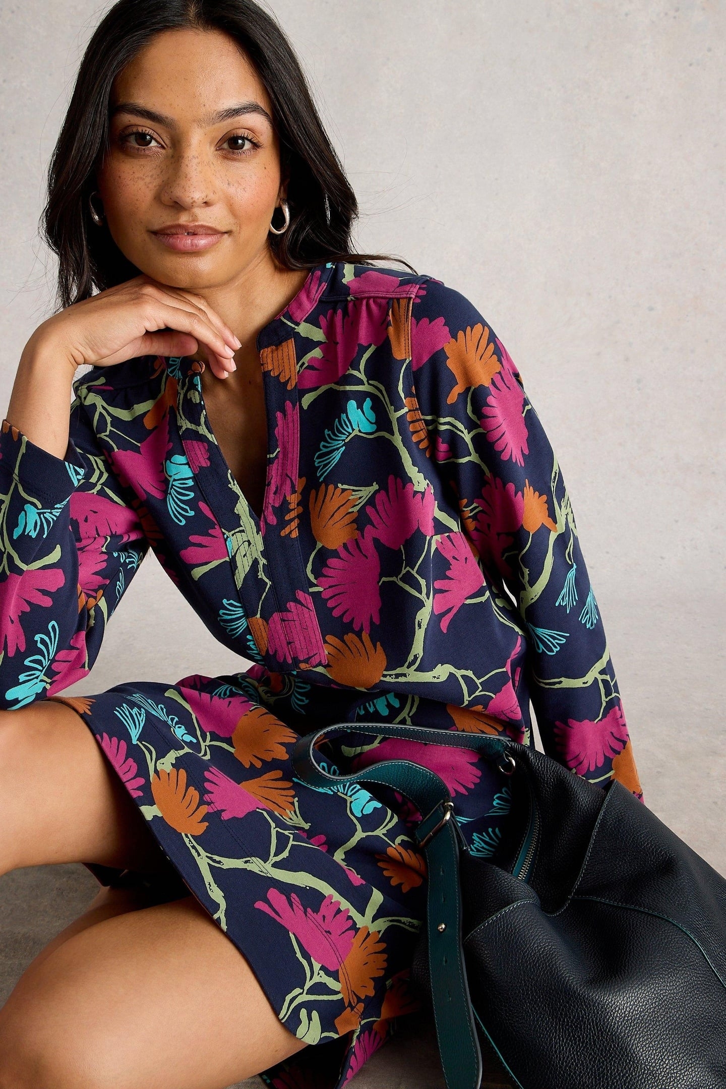 JUNE DRESS NAVY MULTI 4