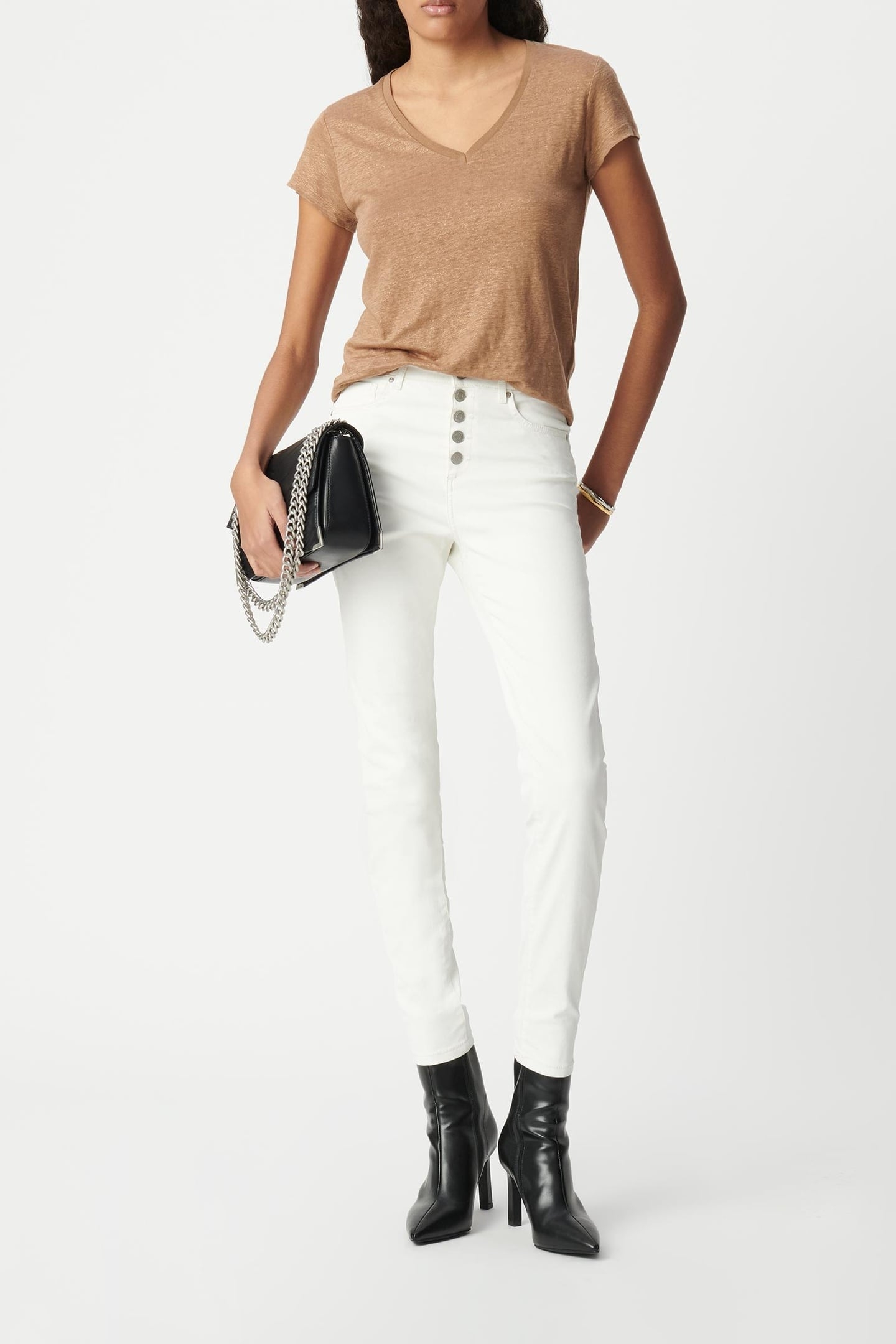 WHITE CROPPED JEANS WITH VISIBLE BUTTONS NINA 1