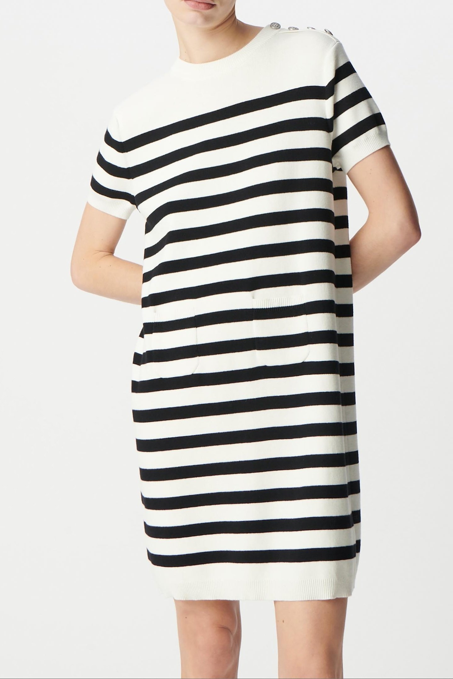 BLACK AND ECRU STRIPED KNIT SAILOR DRESS 2