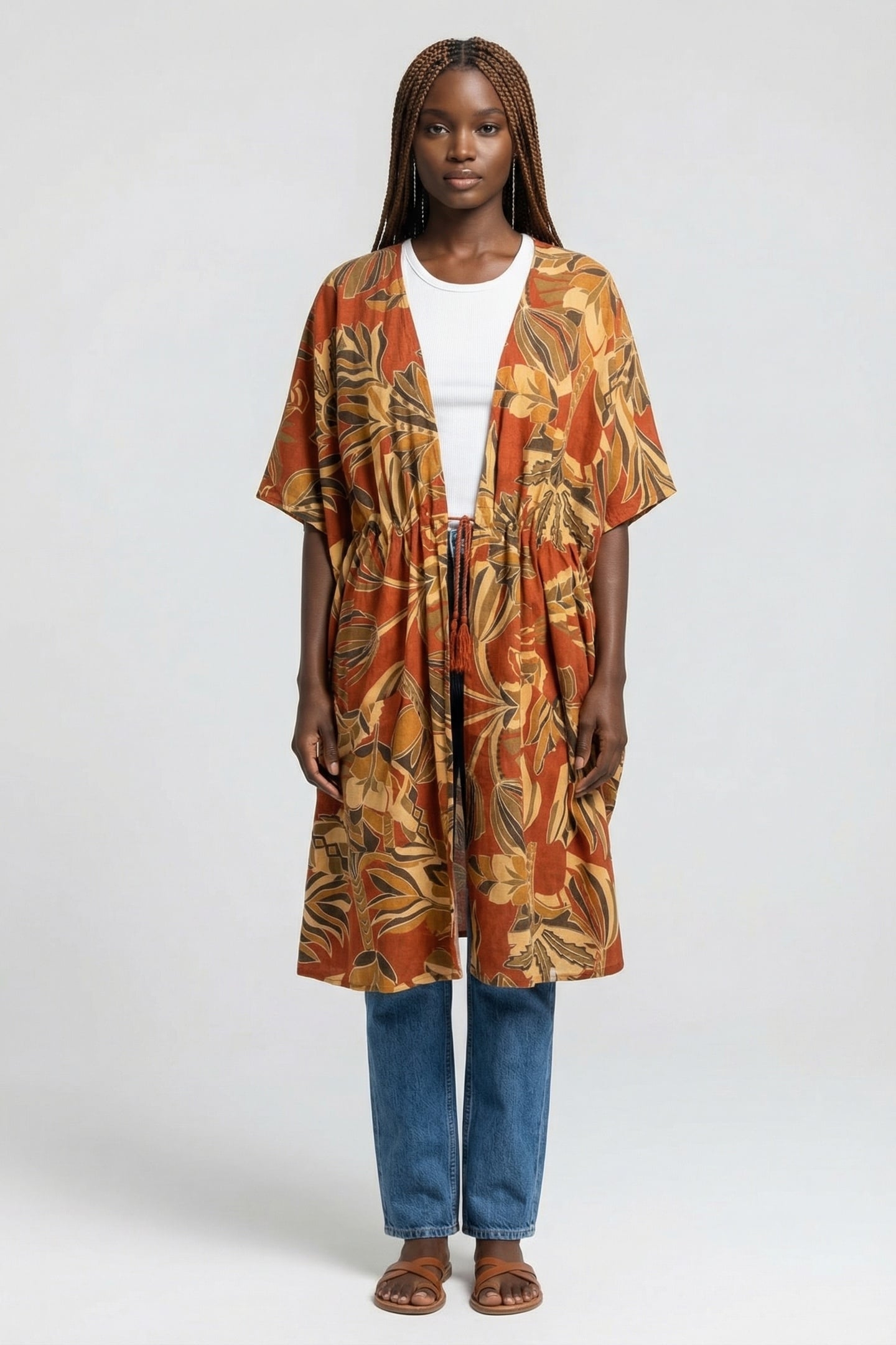 KAFTAN YASSINA IN COPPER WITH PALMA PRINT 1