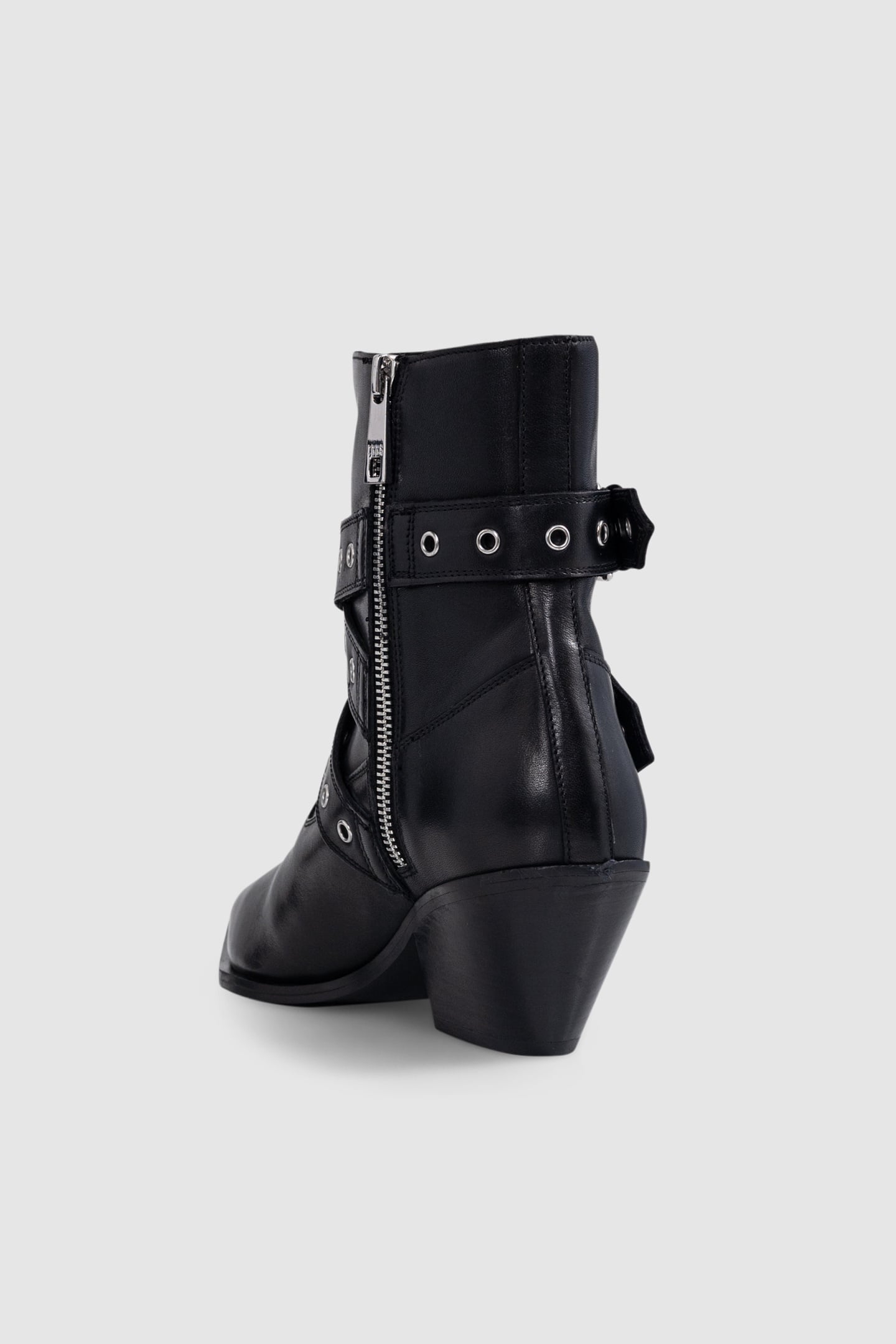 SANTIAGS BOOTS BLACK LEATHER EYELET BUCKLES 3