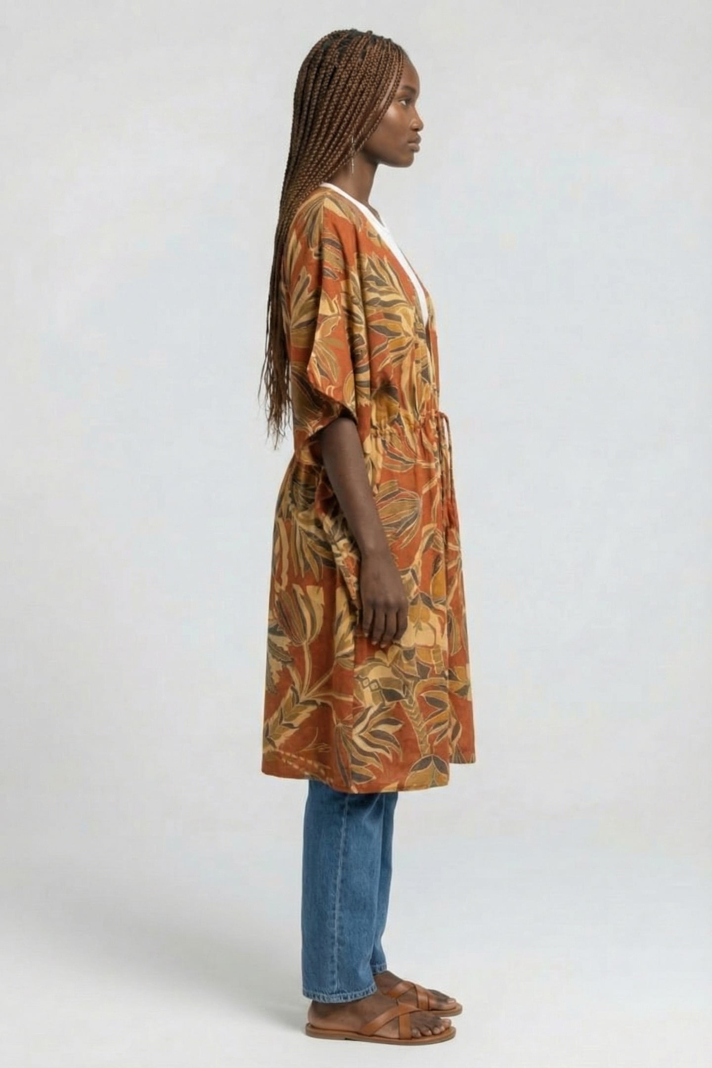 KAFTAN YASSINA IN COPPER WITH PALMA PRINT 3
