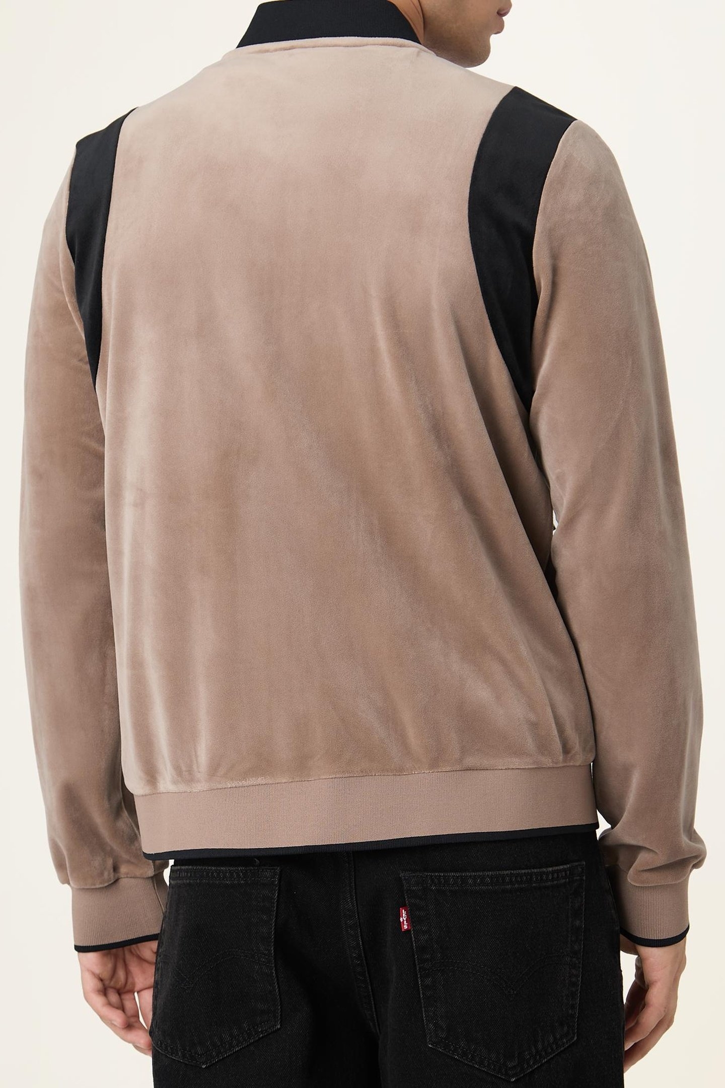 ADRIANO REGULAR VELOUR TRACK JACKET TAUPE GRAY-BLACK 3