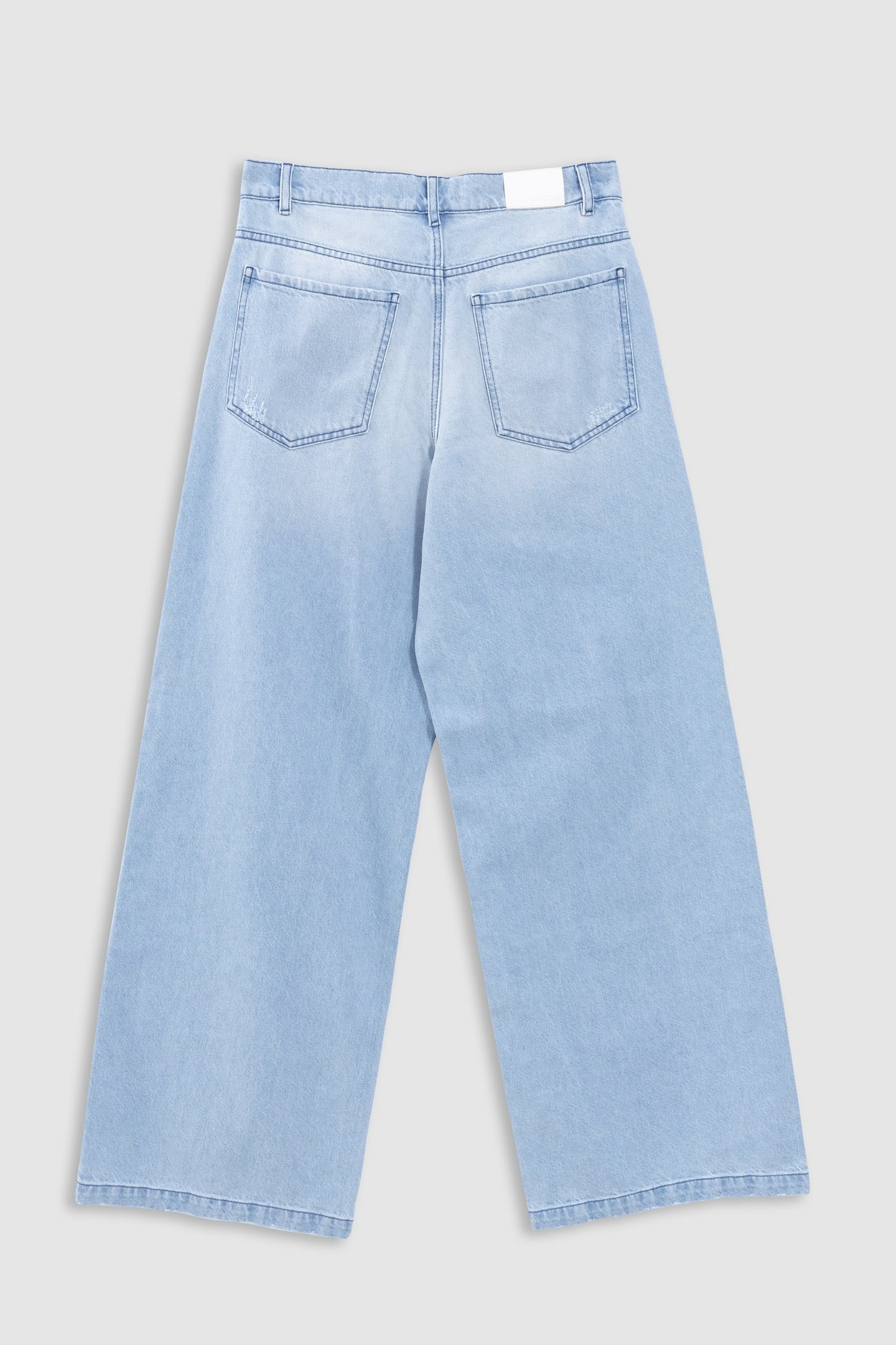 WIDE-LEG LIGHT BLUE DENIM JEANS WITH WORN EFFECT 1