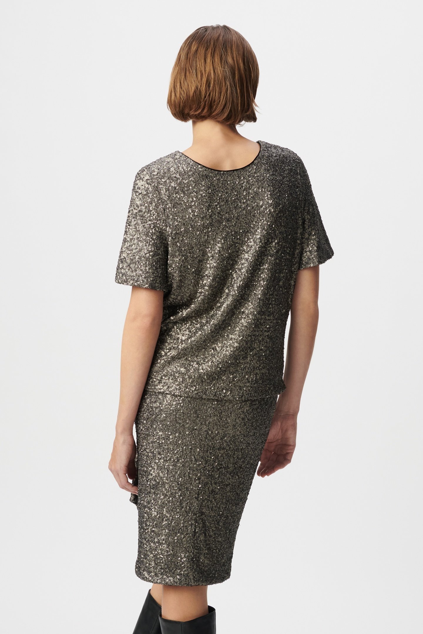 GREY TOP EMBROIDERED WITH METALLIC SEQUINS 4