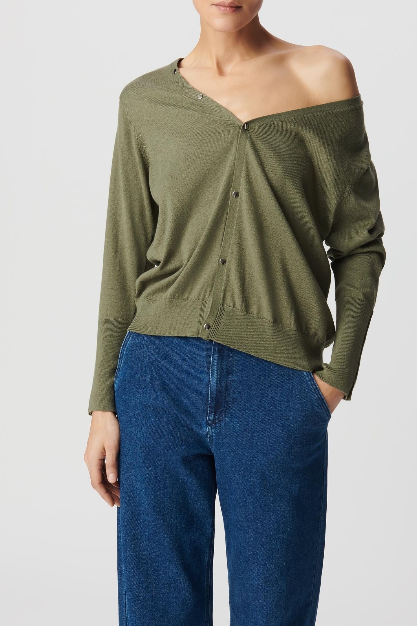 KHAKI REVERSIBLE FRONT/BACK CARDIGAN 2