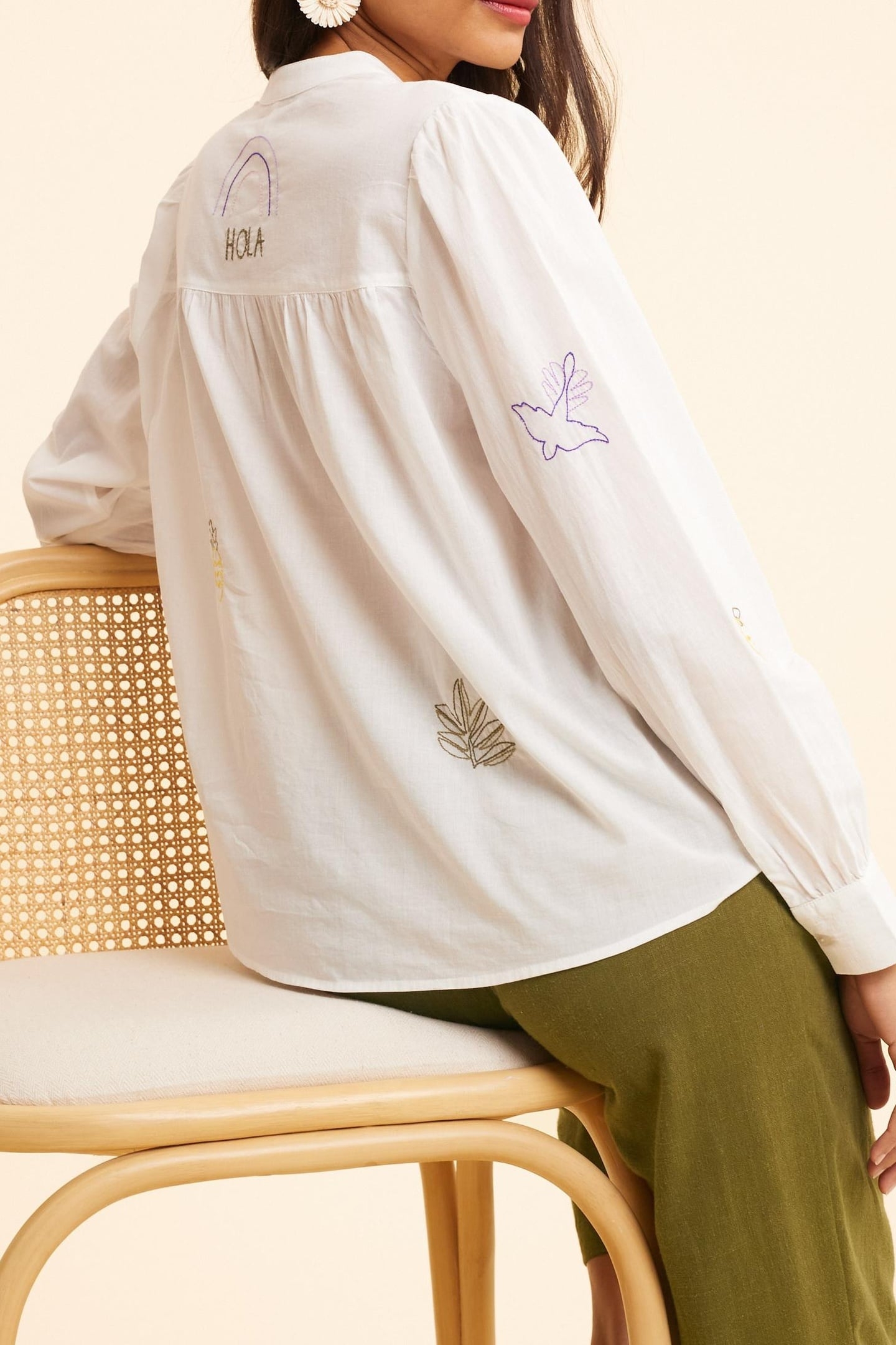 WHITE SHIRT WITH COLORED EMBROIDERY OFF-WHITE 4