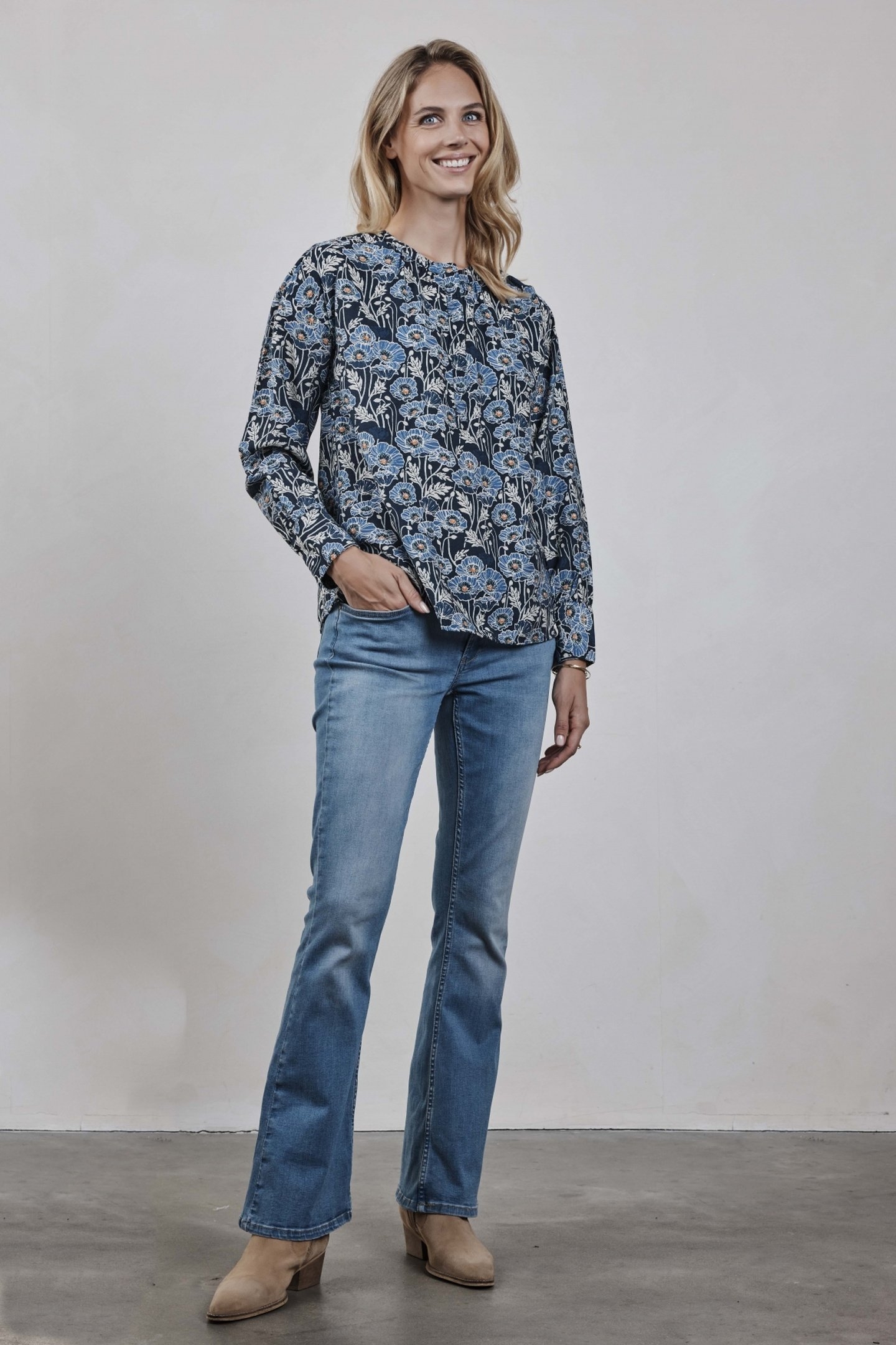 BLOUSE SARI BLUE LOTTI PRINT 1