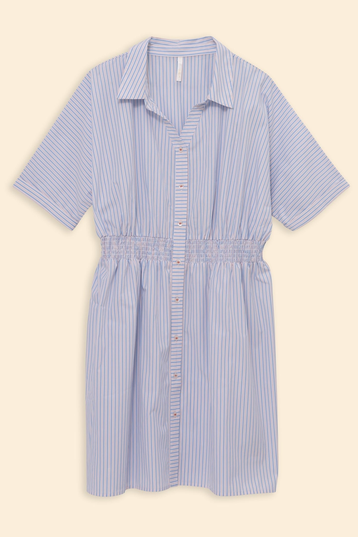 WHITE STRIPED CROPPED SHIRT DRESS OFF-WHITE 6