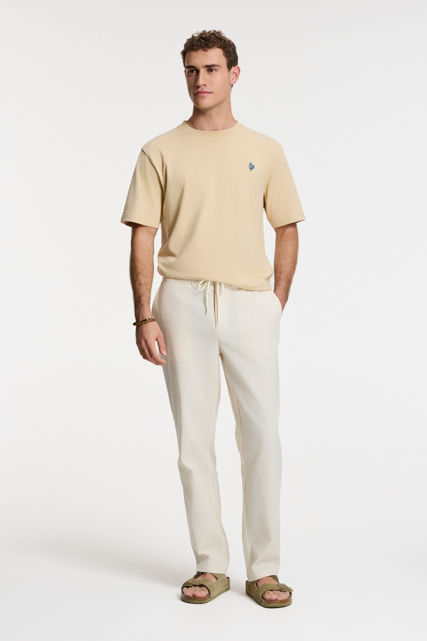LUKE LINEN TROUSERS SOLID BEIGE 3