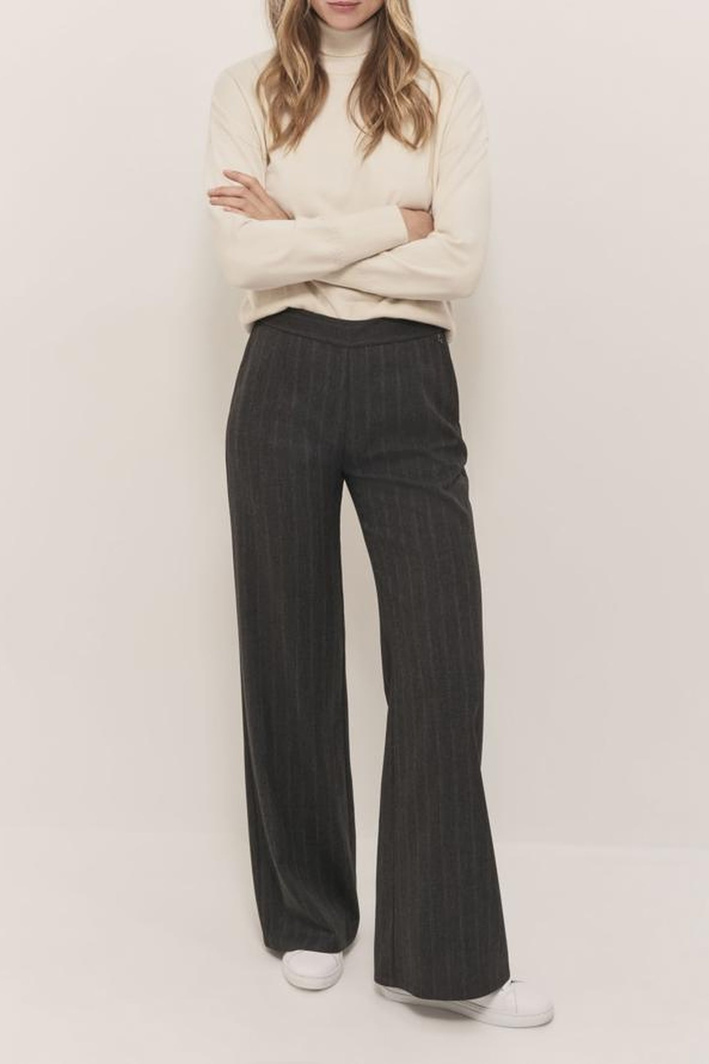 PETRO - ANTHRACITE FLARED TROUSERS WITH STRIPE PATTERN 4