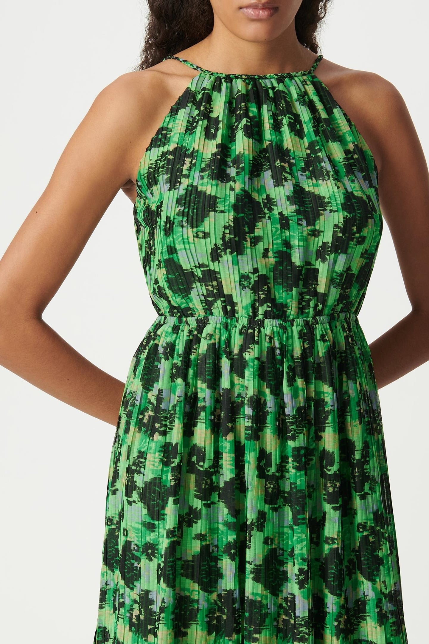 GREEN LONG DRESS, ABSTRACT PRINT 2