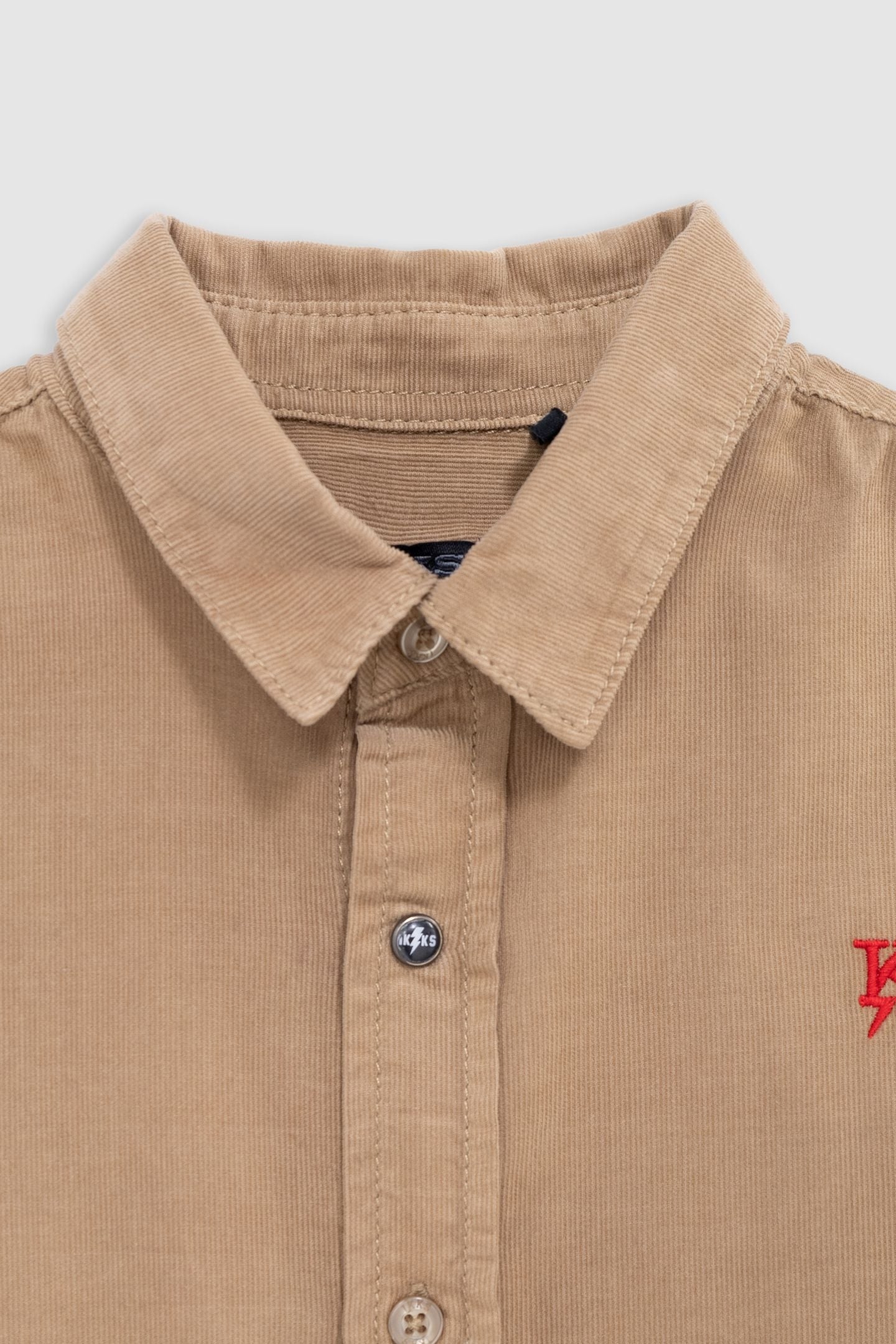 BOY’S CAMEL CORDUROY SHIRT WITH EMBROIDERED LIGHTNING-K 3