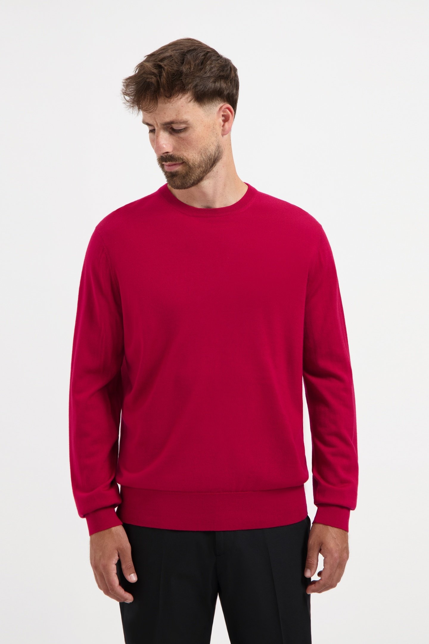 CREW NECK 100% MERINO PEPPER RED 1