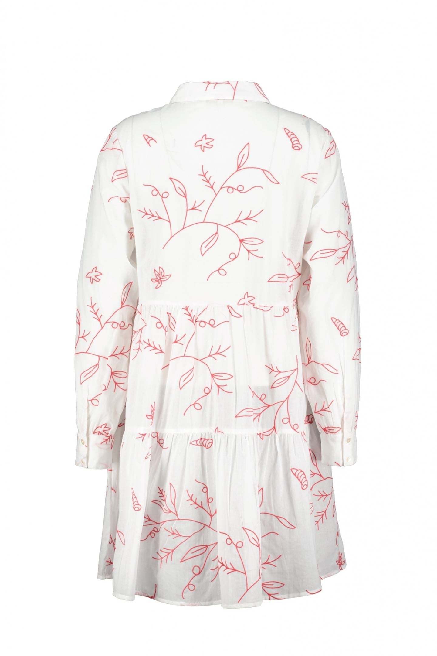 DRESS TERRA IN OFFWHITE WITH CORAL EMBROIDERY 5