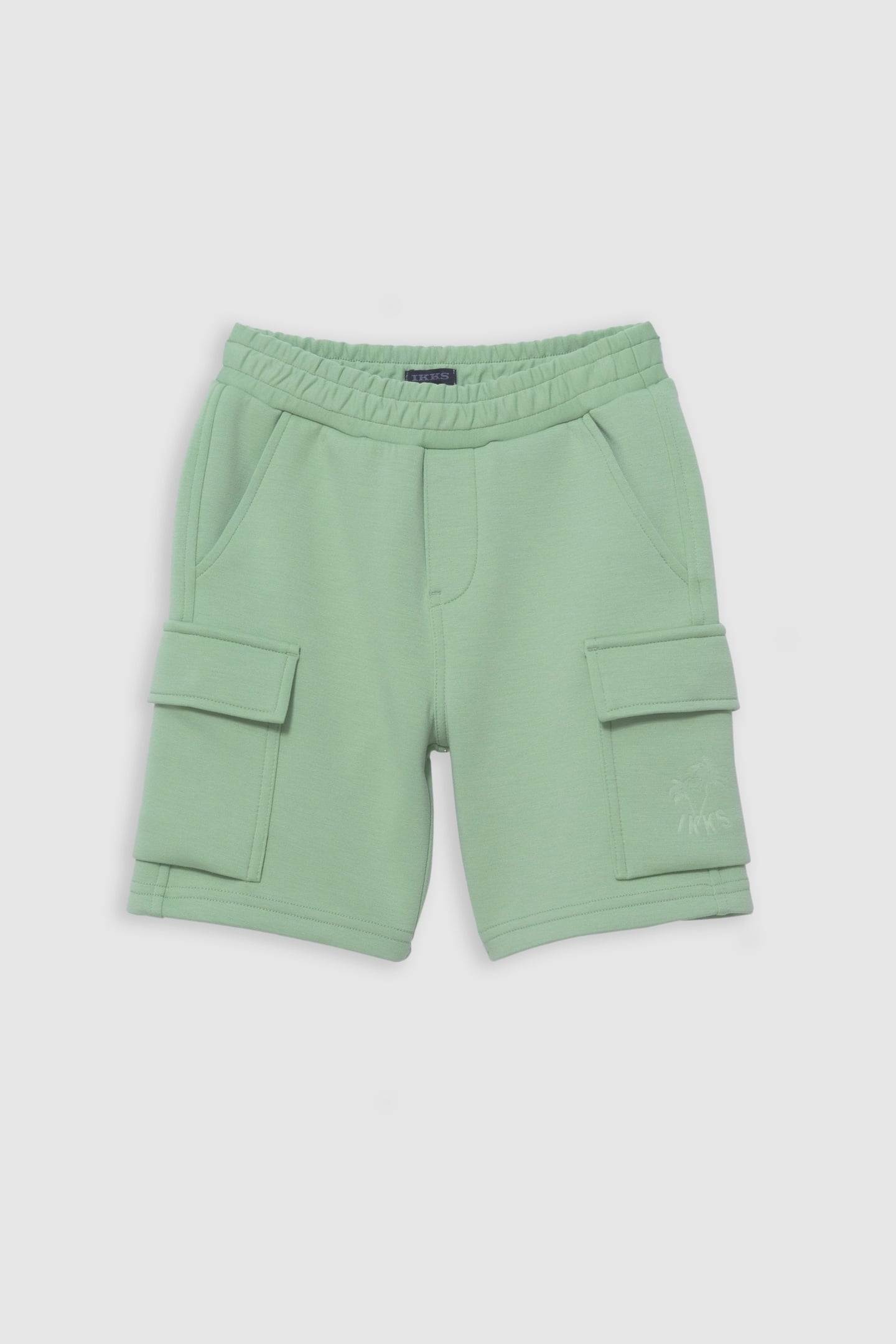 BATTLE GREEN BERMUDA SHORTS WITH PALM TREE MOTIF 1