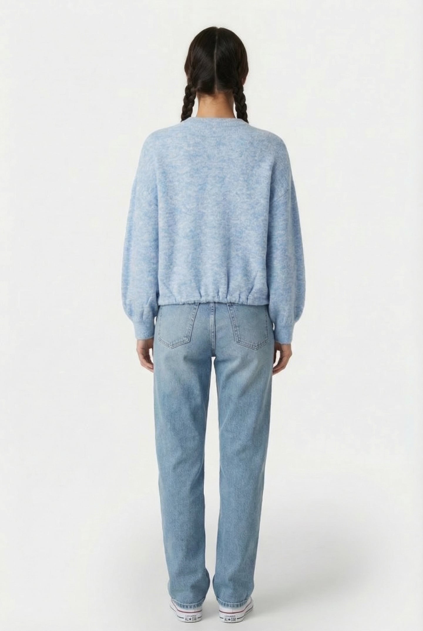 PUFF SLEEVE SWEATER WOOL ELASTANE BLEND KNIT POWDER BLUE 2