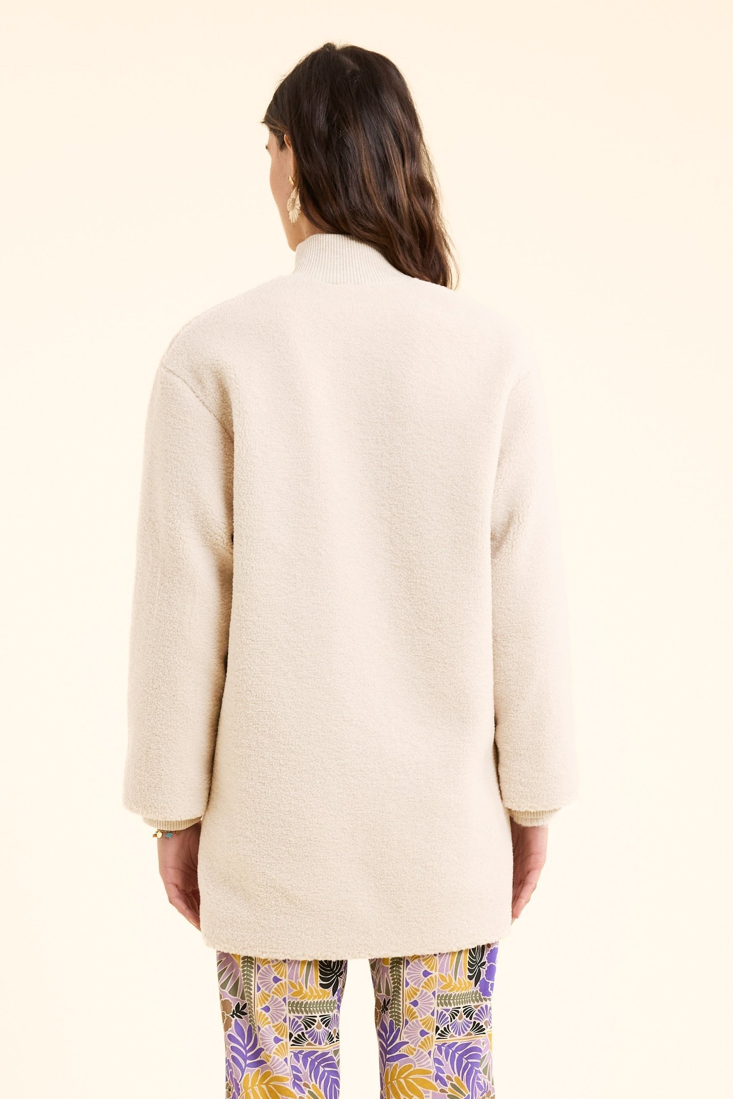 ECRU SHERPA STAND-UP COLLAR COAT ECRU 4