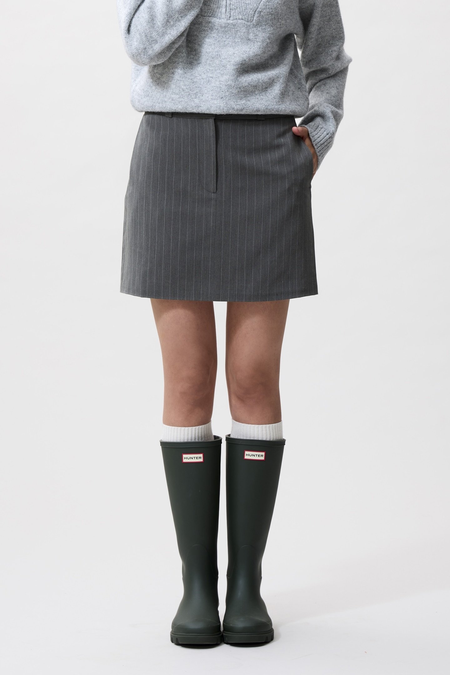 SHORT PINSTRIPE SKIRT GREY MELANGE 2