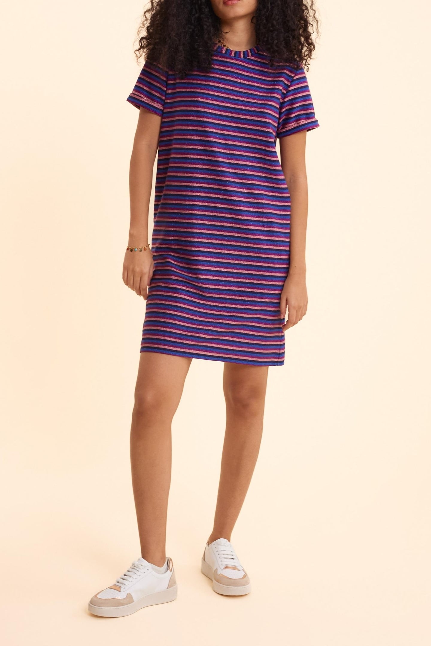 PURPLE STRIPED LUREX MULTICO DRESS VIOLINE 3