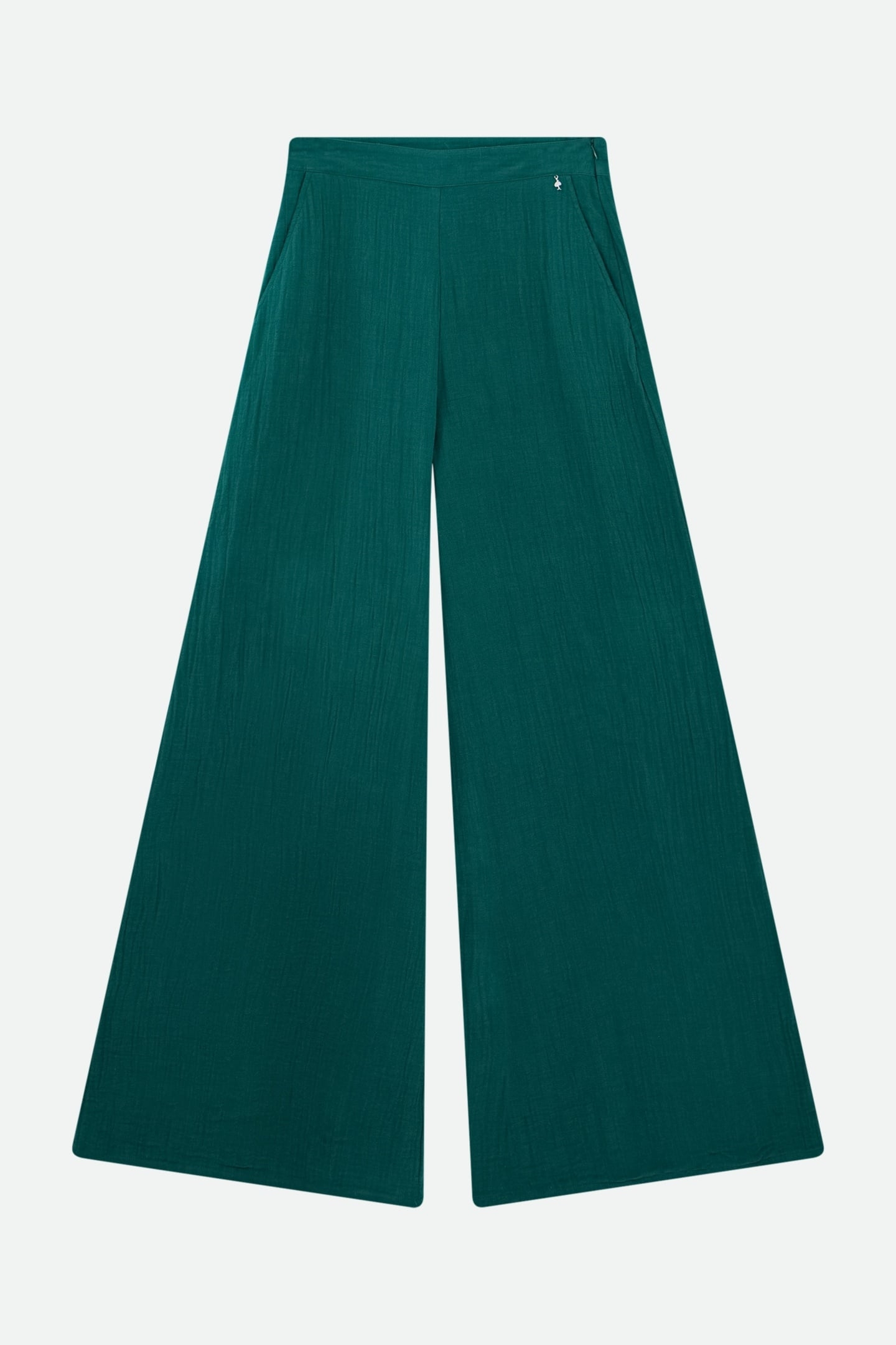 PARA - WIDE LEG TROUSERS GREEN COTTON GAUZE 1