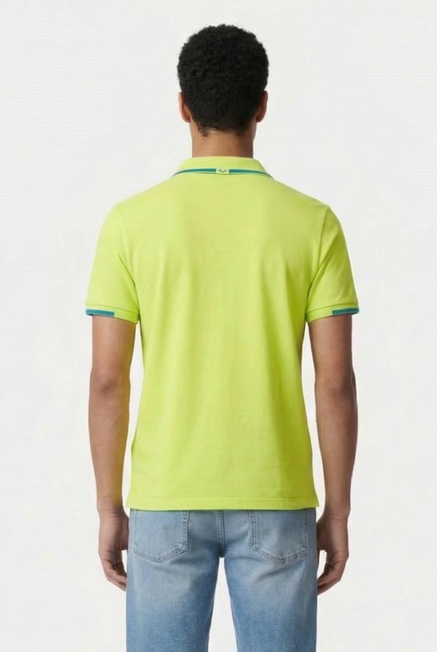 MEN'S POLOSHIRT ARENA TRIM COTTON PIQUET SOFT GREEN-BLUE COS 2