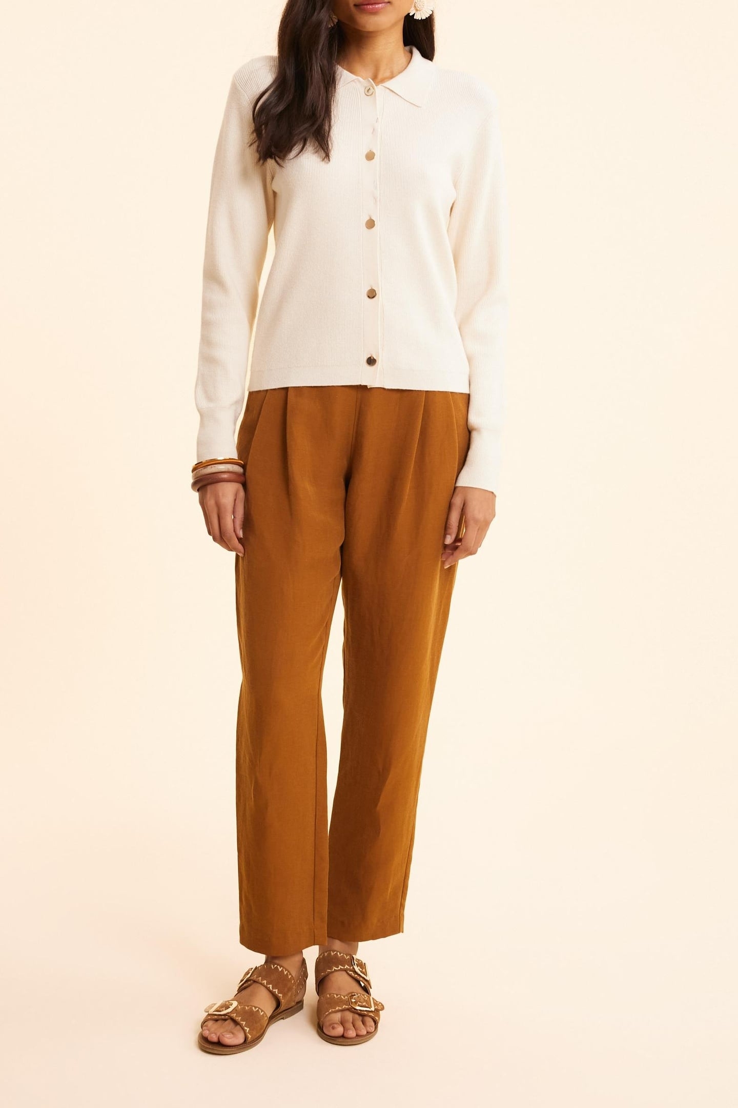 ECRU KNIT POLO COLLAR CARDIGAN ECRU 2