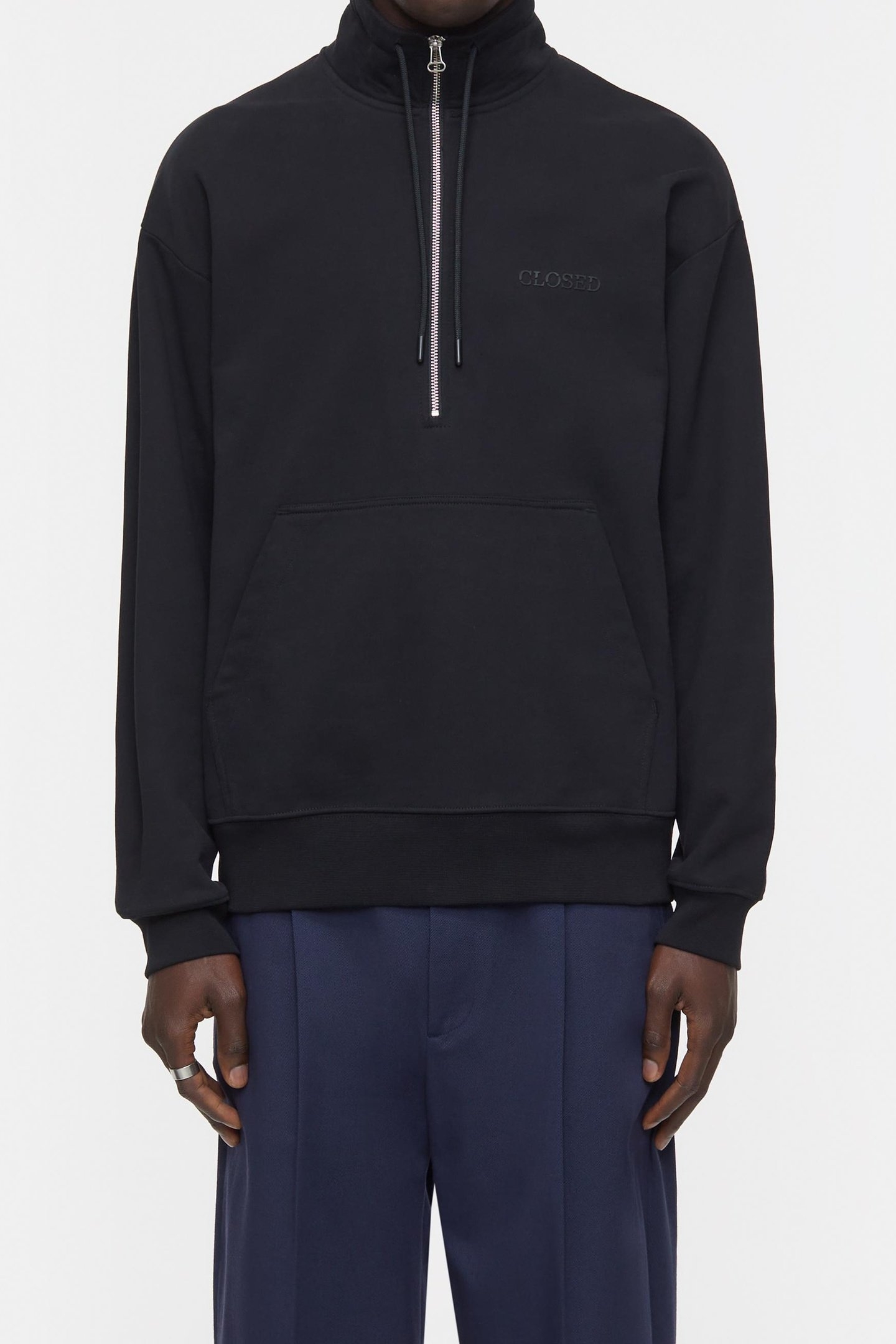 HALF ZIP SWEAT T-SHIRTS BLACK 2