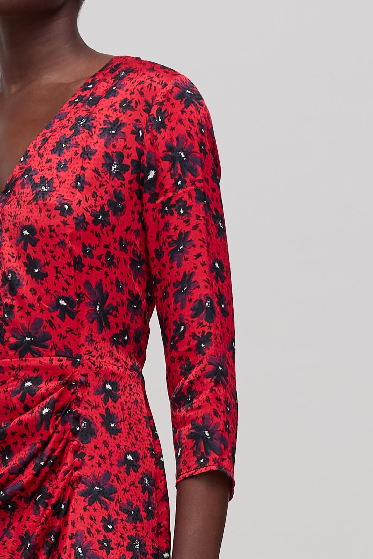 RED FLORAL PRINT MIDI DRESS 6