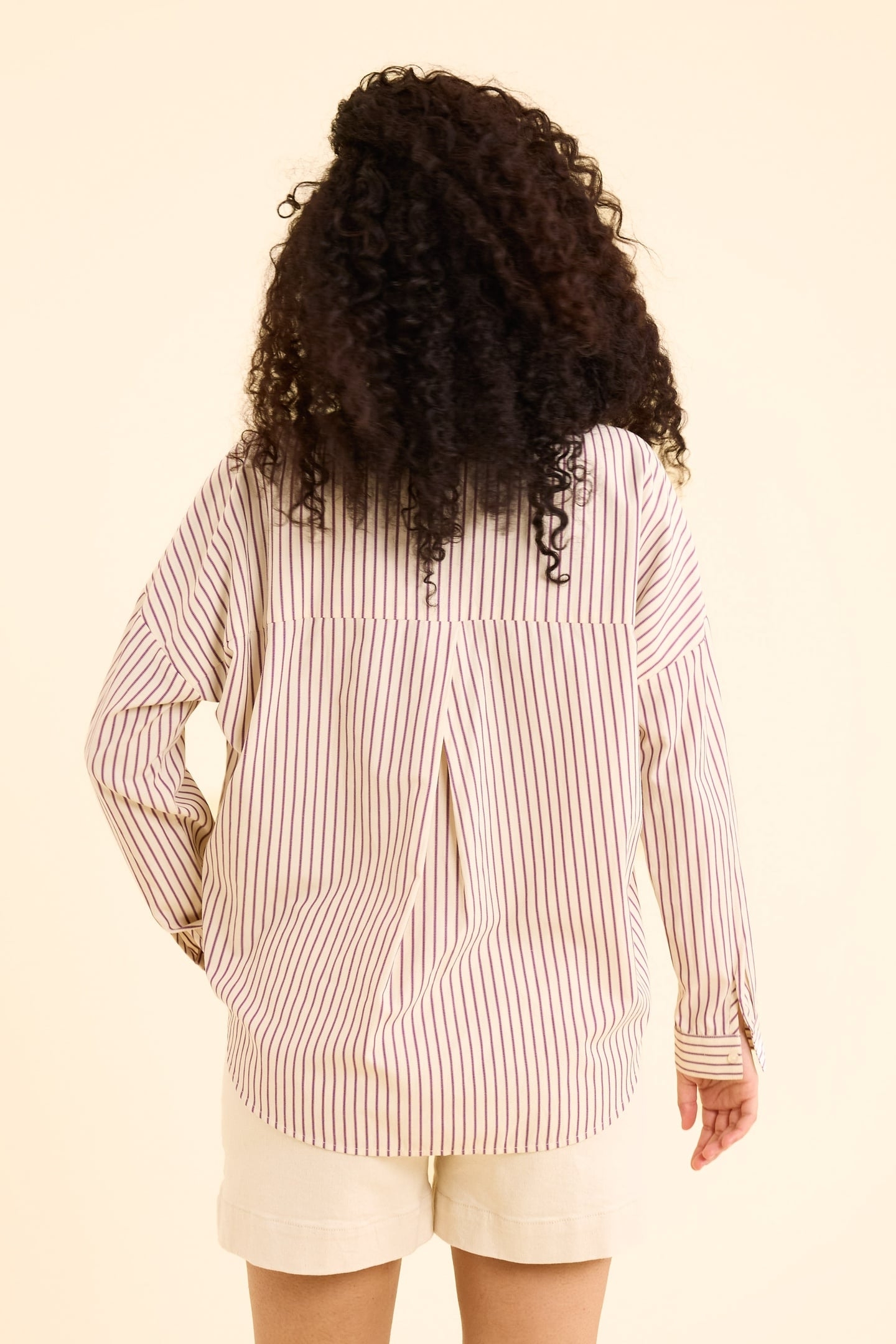 DARK PURPLE STRIPED SHIRT WITH HEART EMBROIDERY DARK PURPLE 4