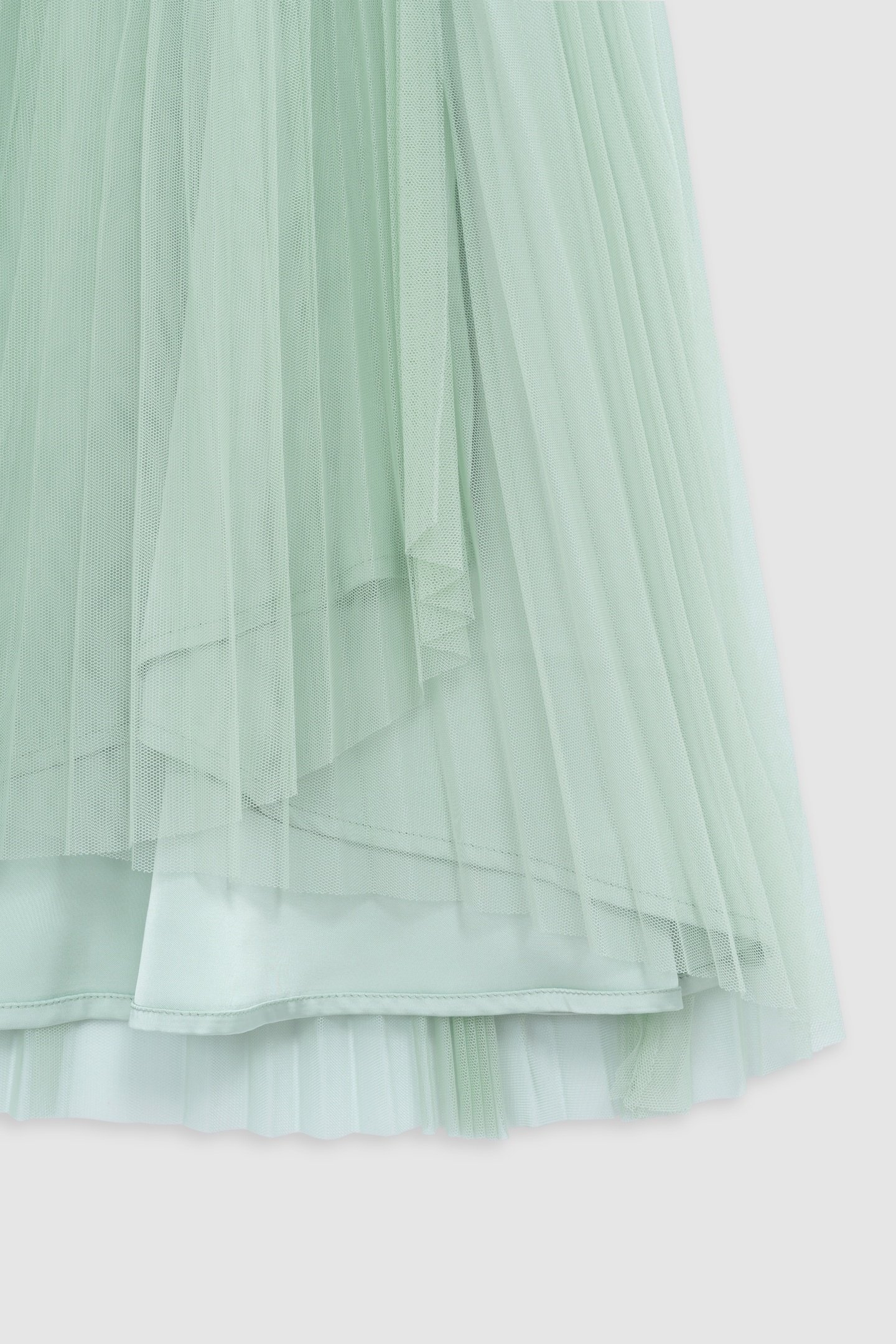 WATER GREEN ASYMMETRICAL PLEATED MIDI SKIRT-TUTU 5