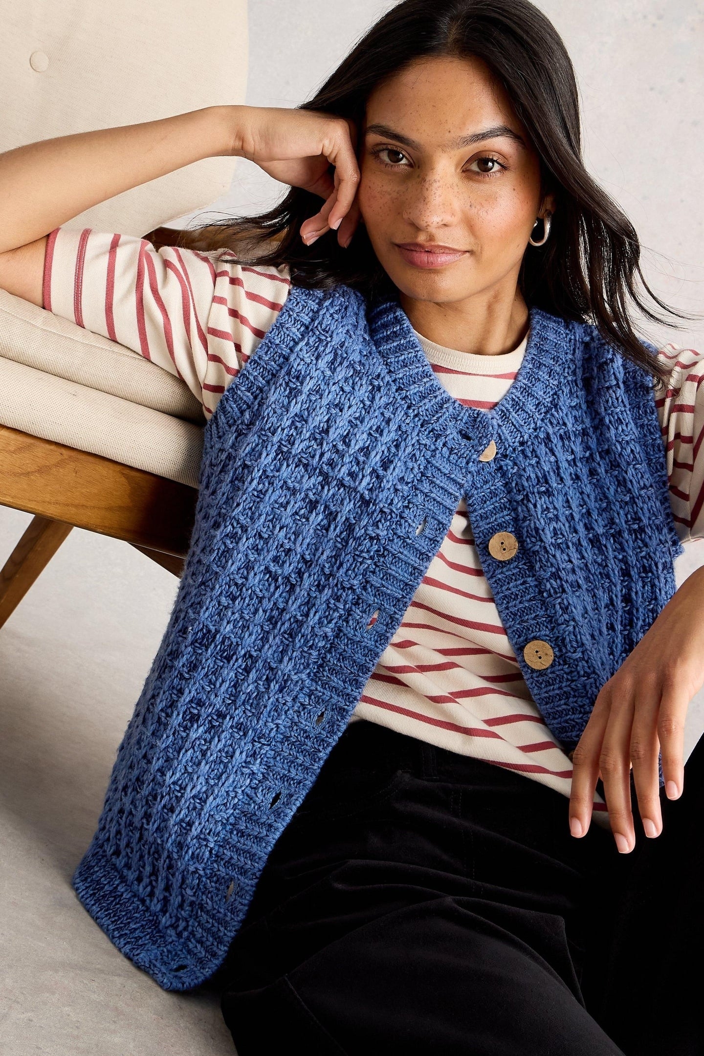 MAXINE BUTTON TANK MID BLUE 5