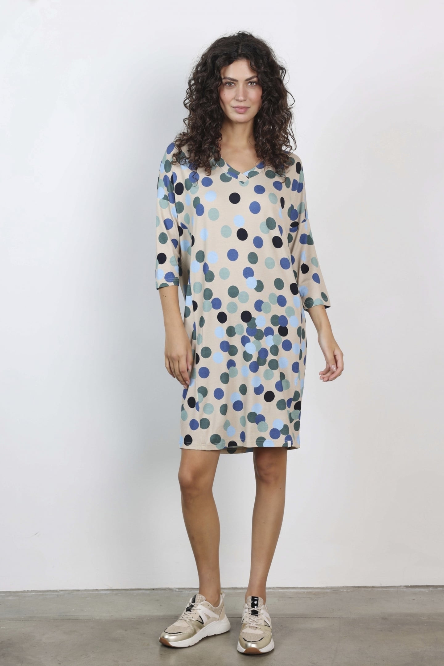 LOOSE DRESS FANCY FEATHER GREY FUJI PRINT 2