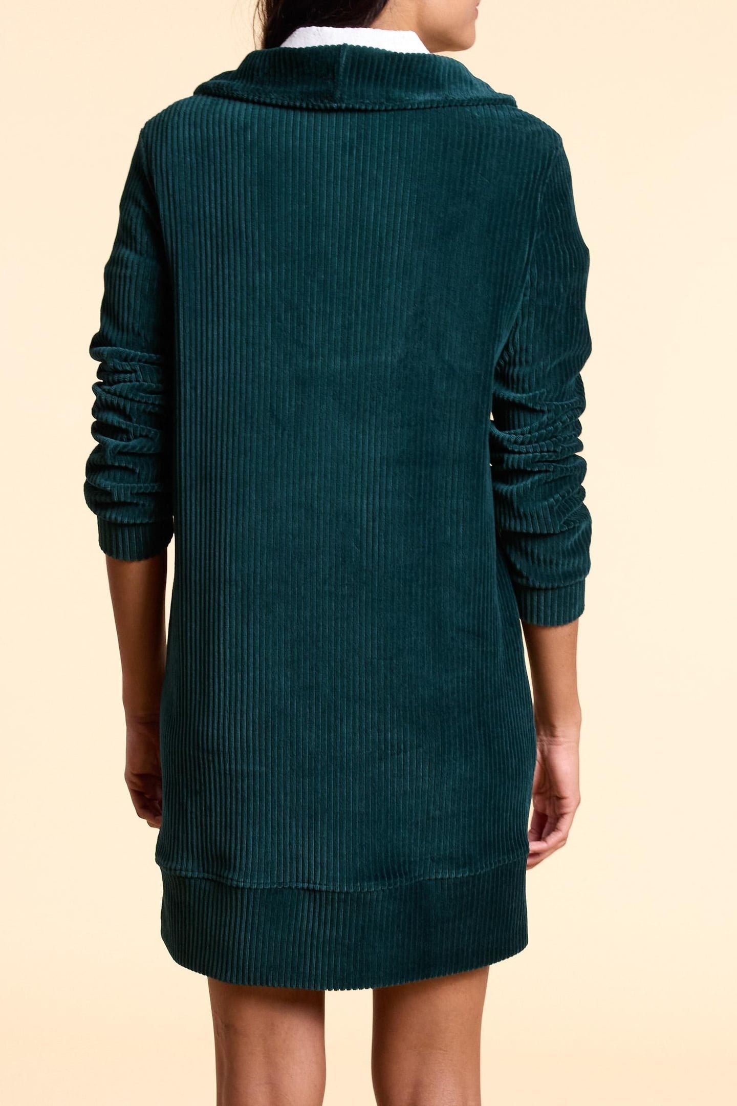 MIDNIGHT GREEN RIBBED VELVET DRESS MIDNIGHT GREEN 4