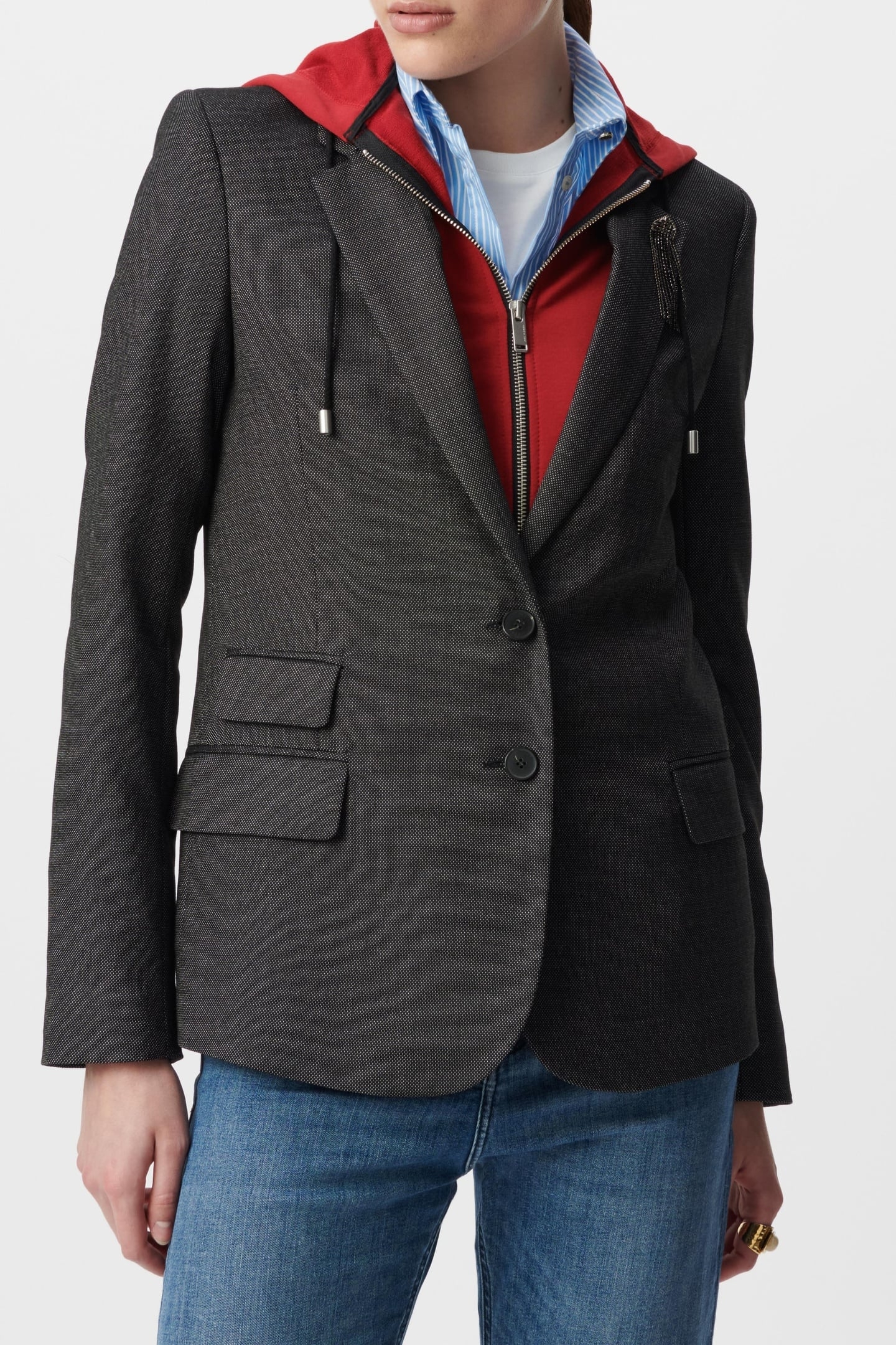 OVERSIZED BLACK CAVIAR FAUX-UNI SUIT JACKET 1