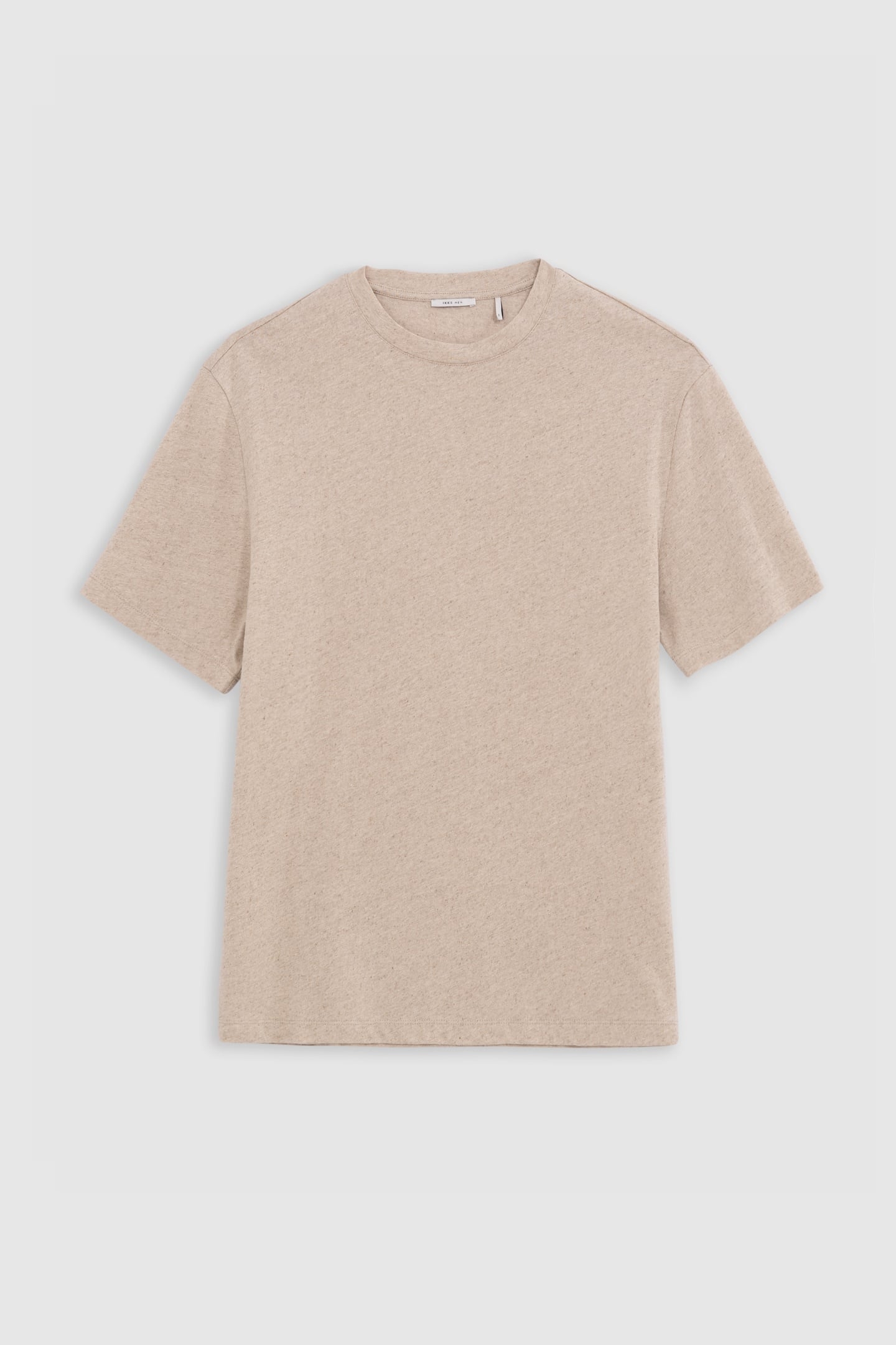 BEIGE MARL COTTON AND LINEN T-SHIRT 4