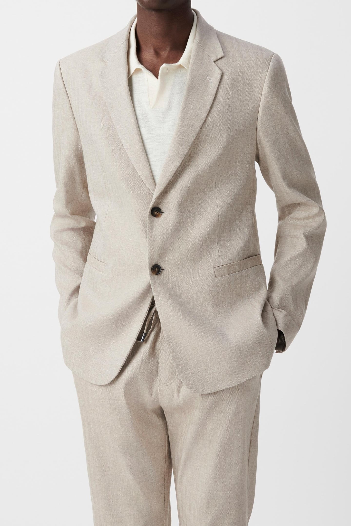 BEIGE LINEN BLEND SUIT JACKET 3
