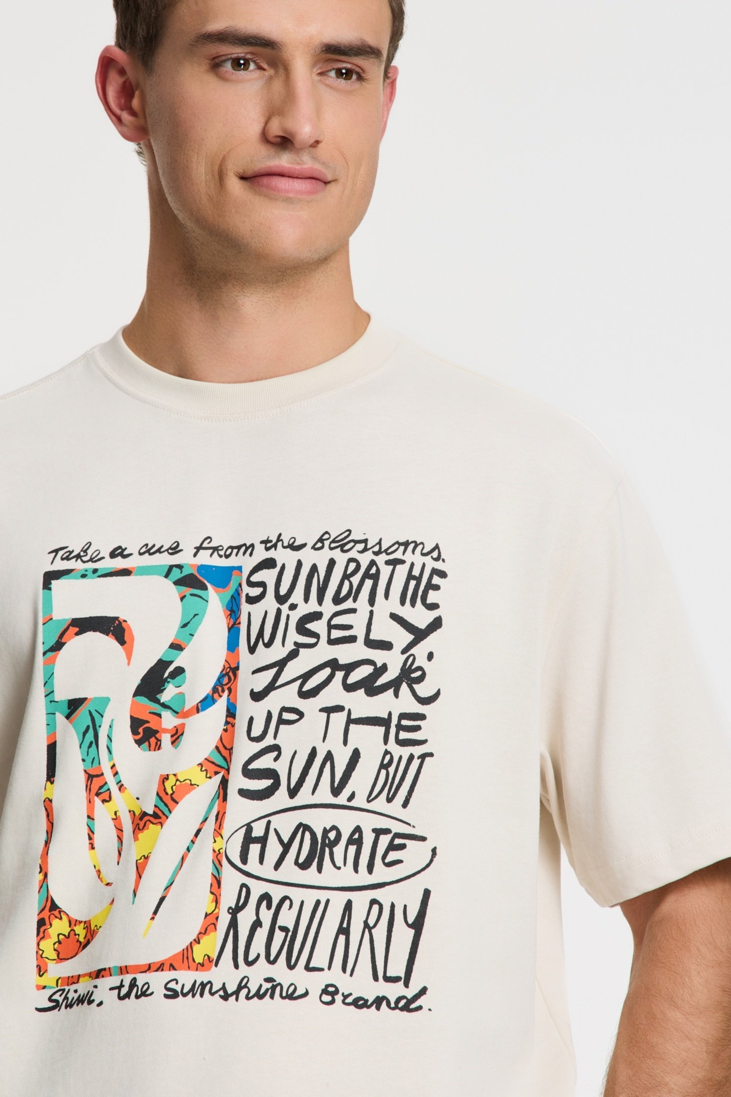 JAY OVERSIZED T-SHIRT FLOWER BLOCK BEIGE 6