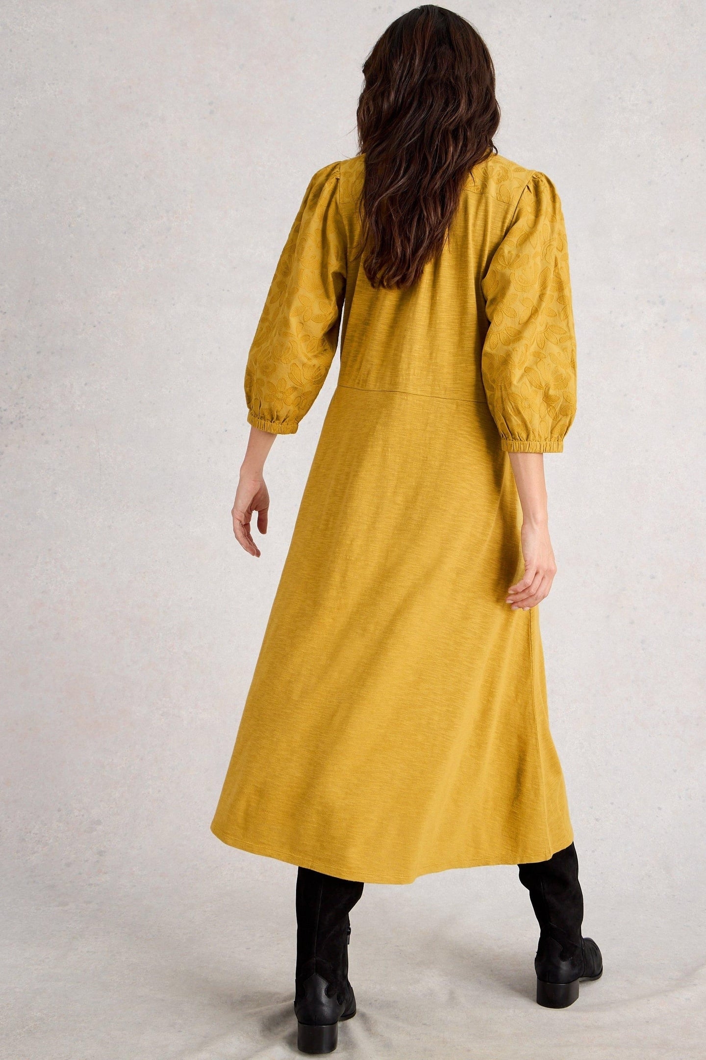 RUA EMBROIDERED JERSEY DRESS MID CHARTREUSE 2