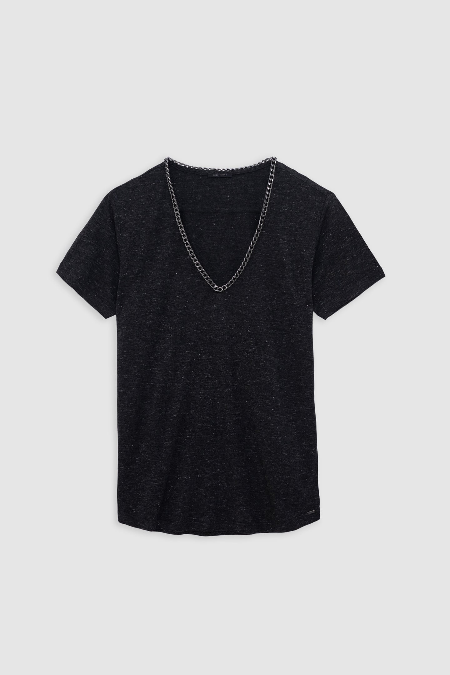 GREY SEQUINED V-NECK JEWEL T-SHIRT 2