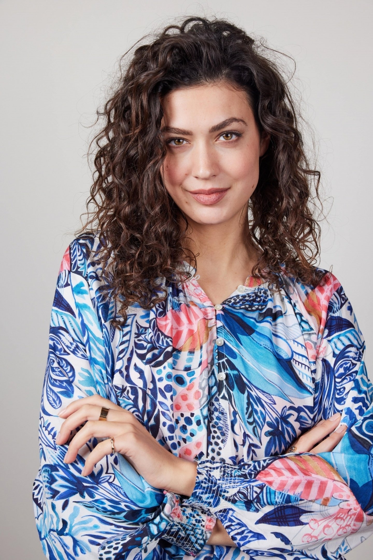 BLOUSE LIMA IN OFFWHITE WITH AZUR FUSION PRINT 1