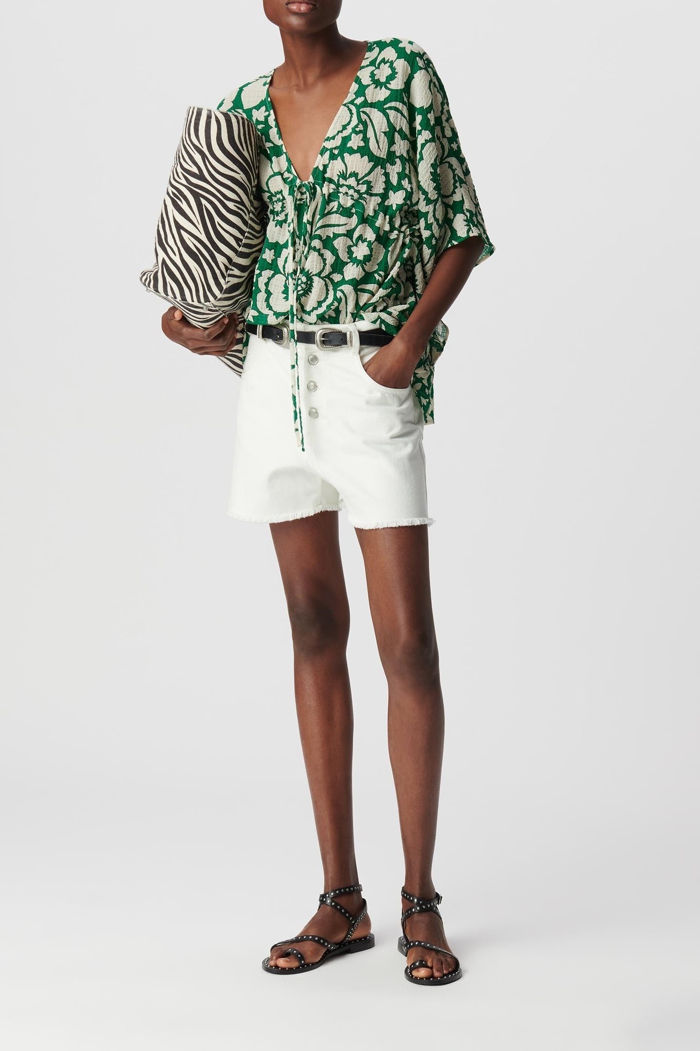 GREEN BLOUSE, TROPICAL MAXI PRINT 1