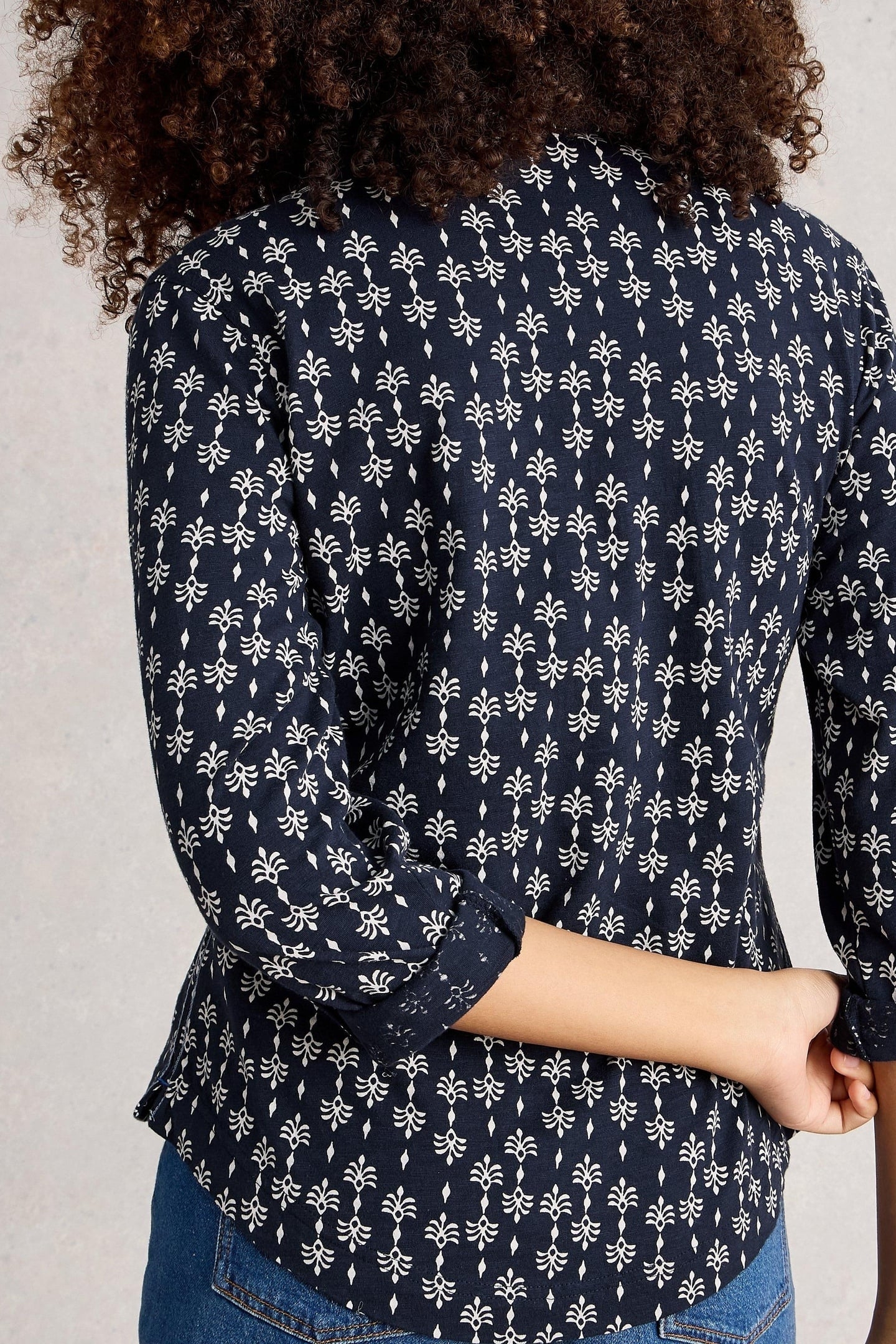 ANNIE JERSEY SHIRT NAVY PRINT 2