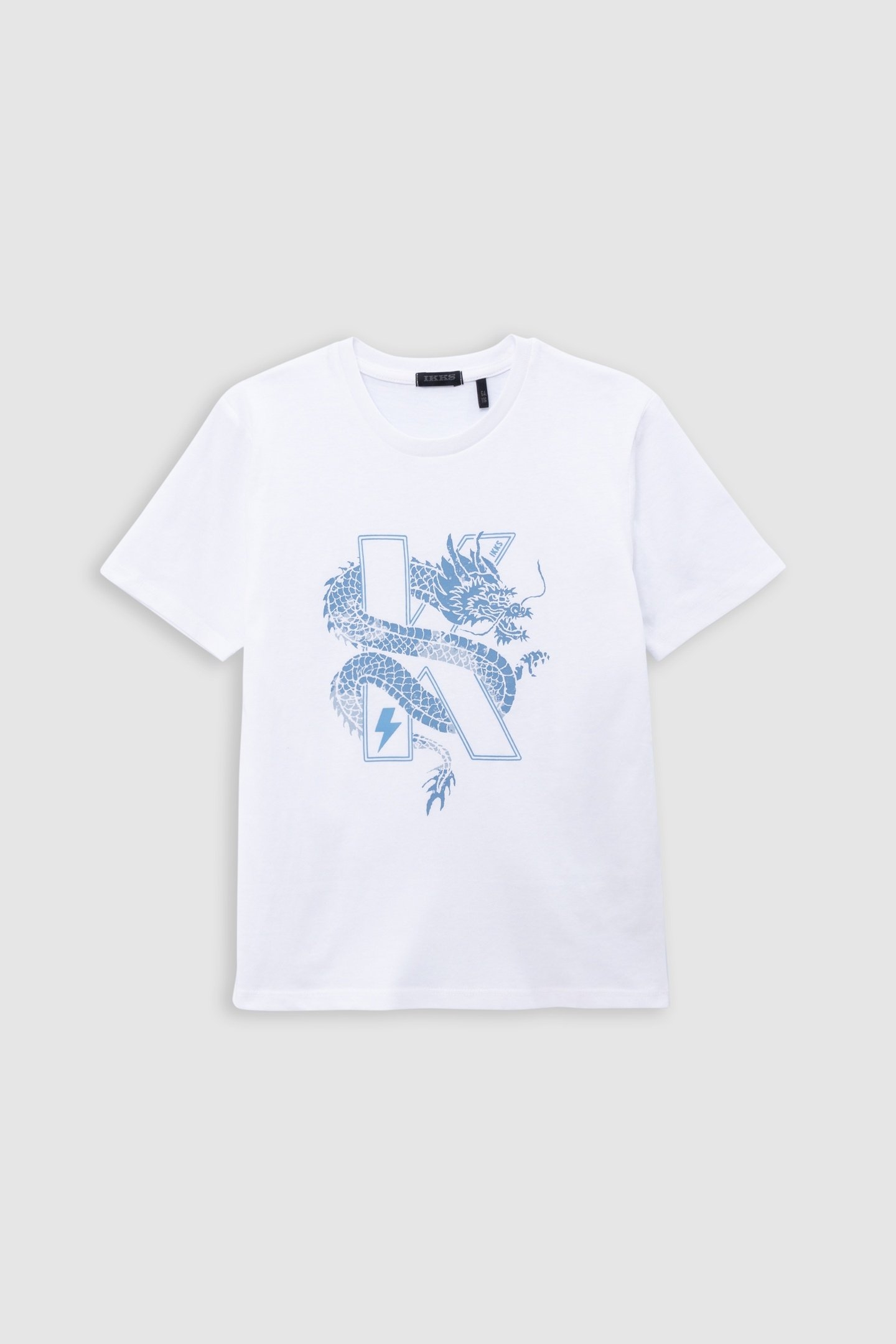 WHITE ORGANIC COTTON T-SHIRT DRAGON-K 1