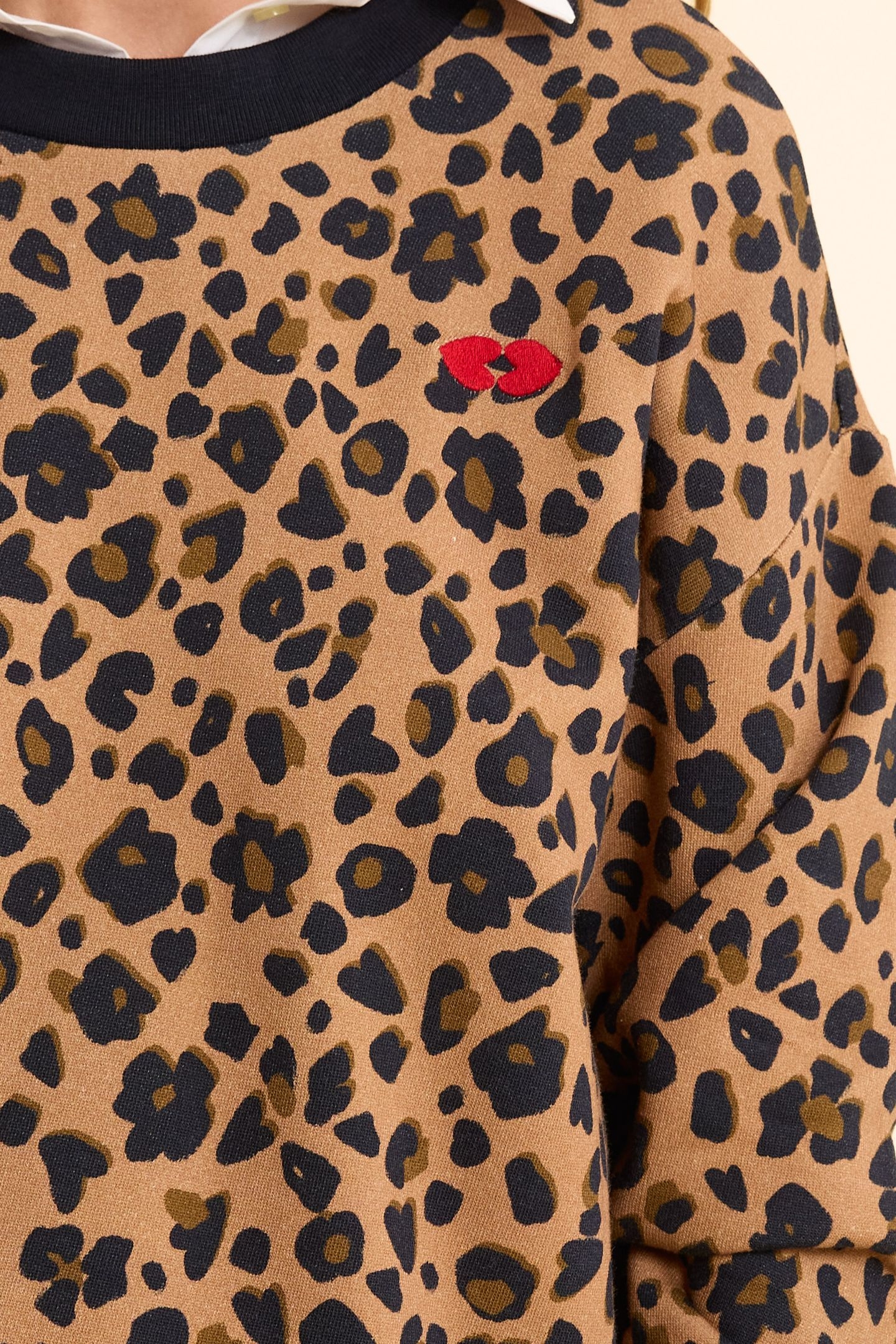 LEOPARD SWEATSHIRT WITH HEART EMBROIDERY CAMEL 6