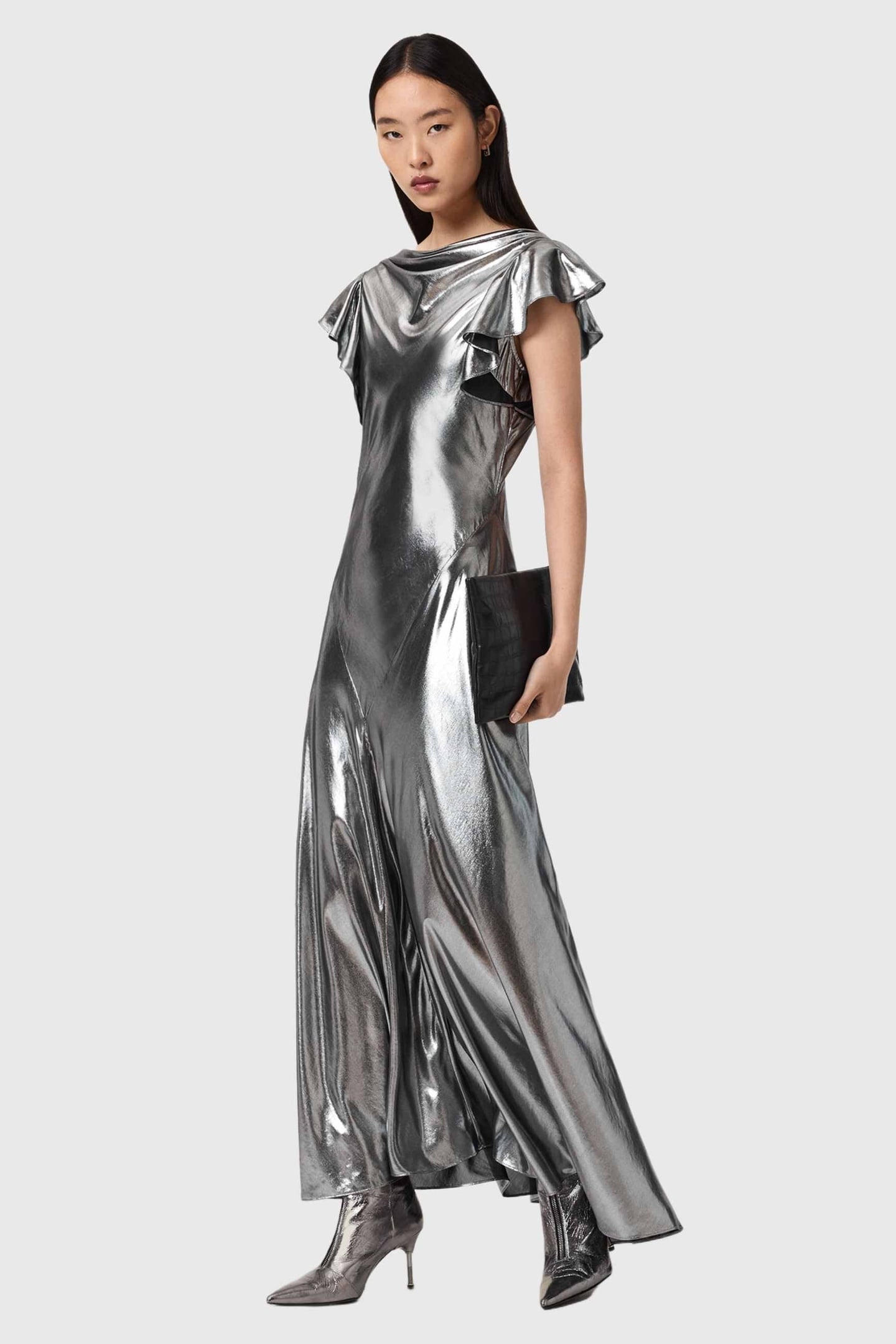 FLORA DRESS METALLIC SILVER 2