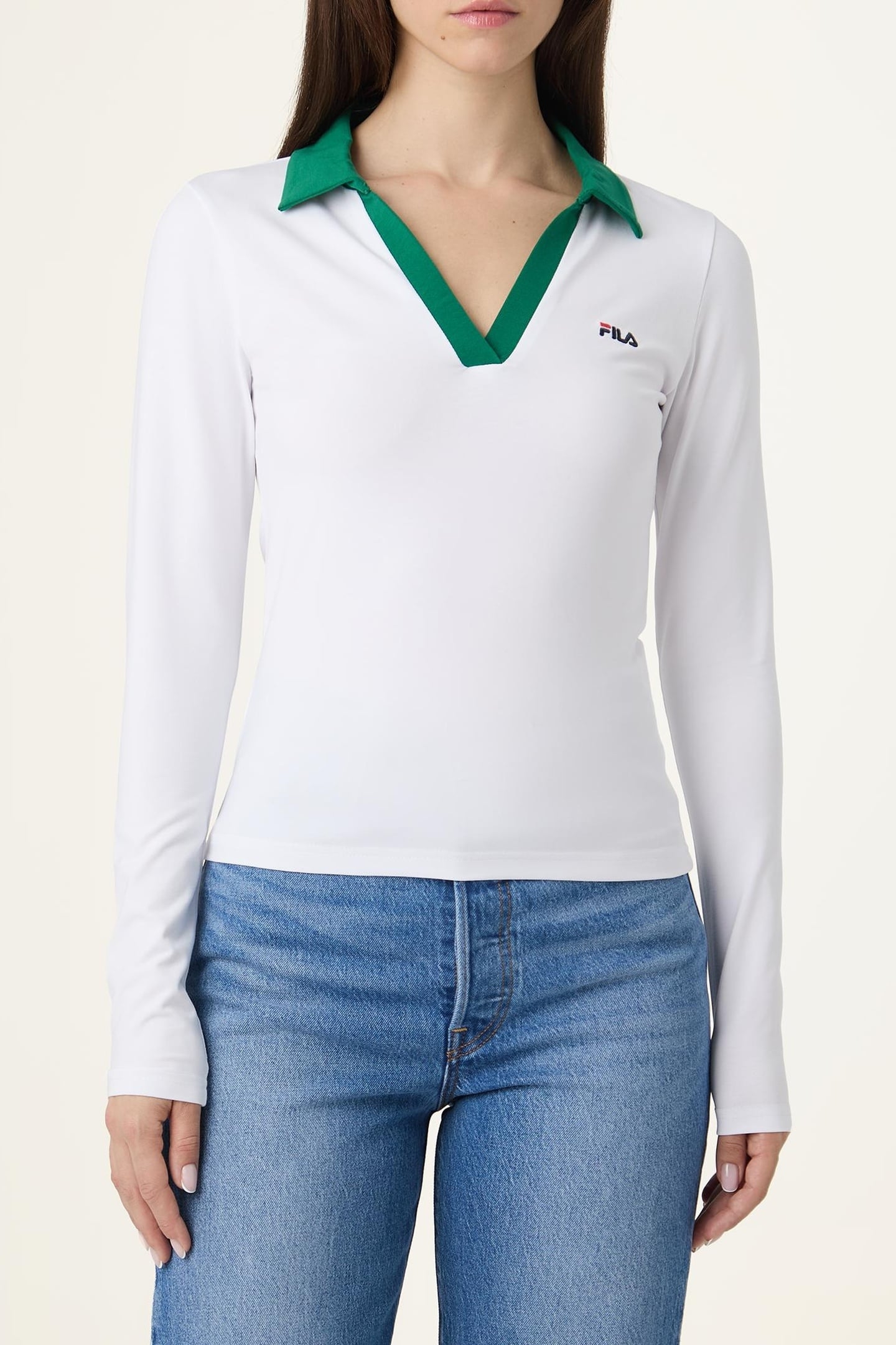CERRIONE SLIM JOHNNY COLLAR TOP BRIGHT WHITE 1