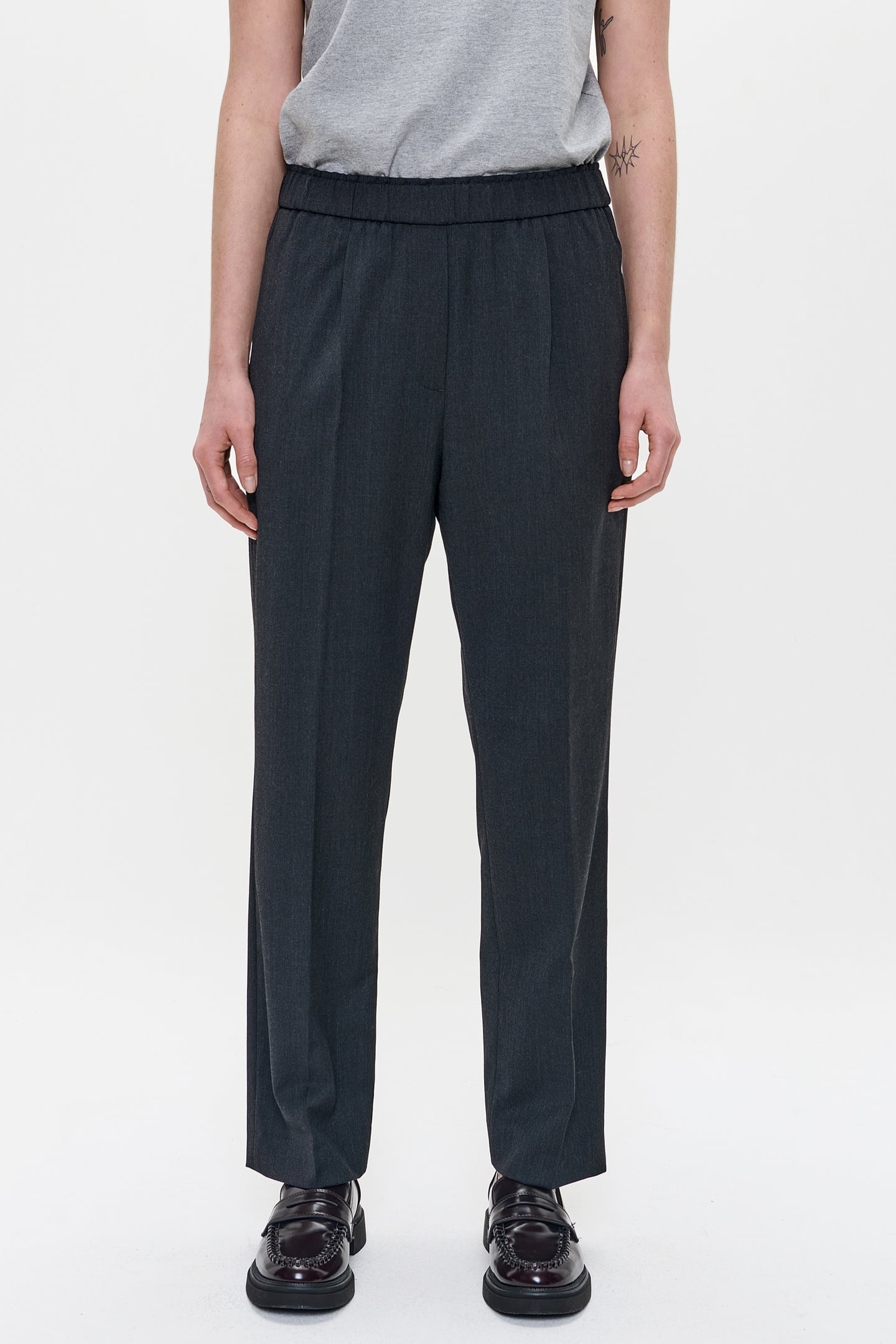 WOOL MIX RELAXED CHINO OFF BLACK 1